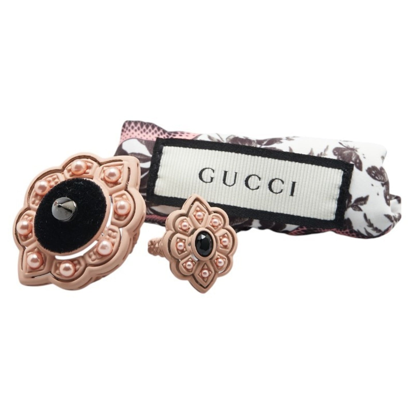 Gucci Pink Artificial Pearl Plastic Band Ring