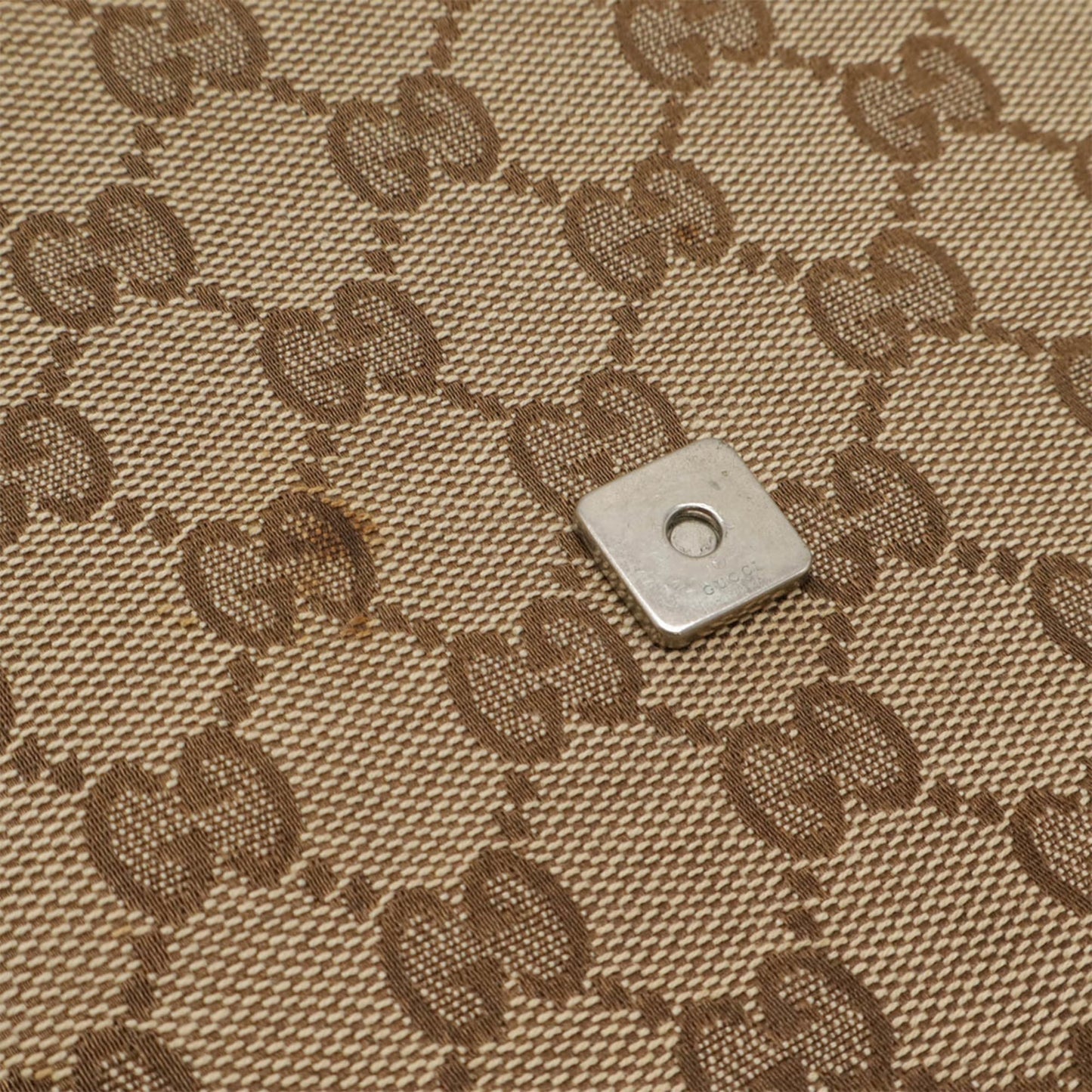 Gucci Gg Canvas Beige Dark Brown Khaki Gg Canvas Leather Shoulder Bag