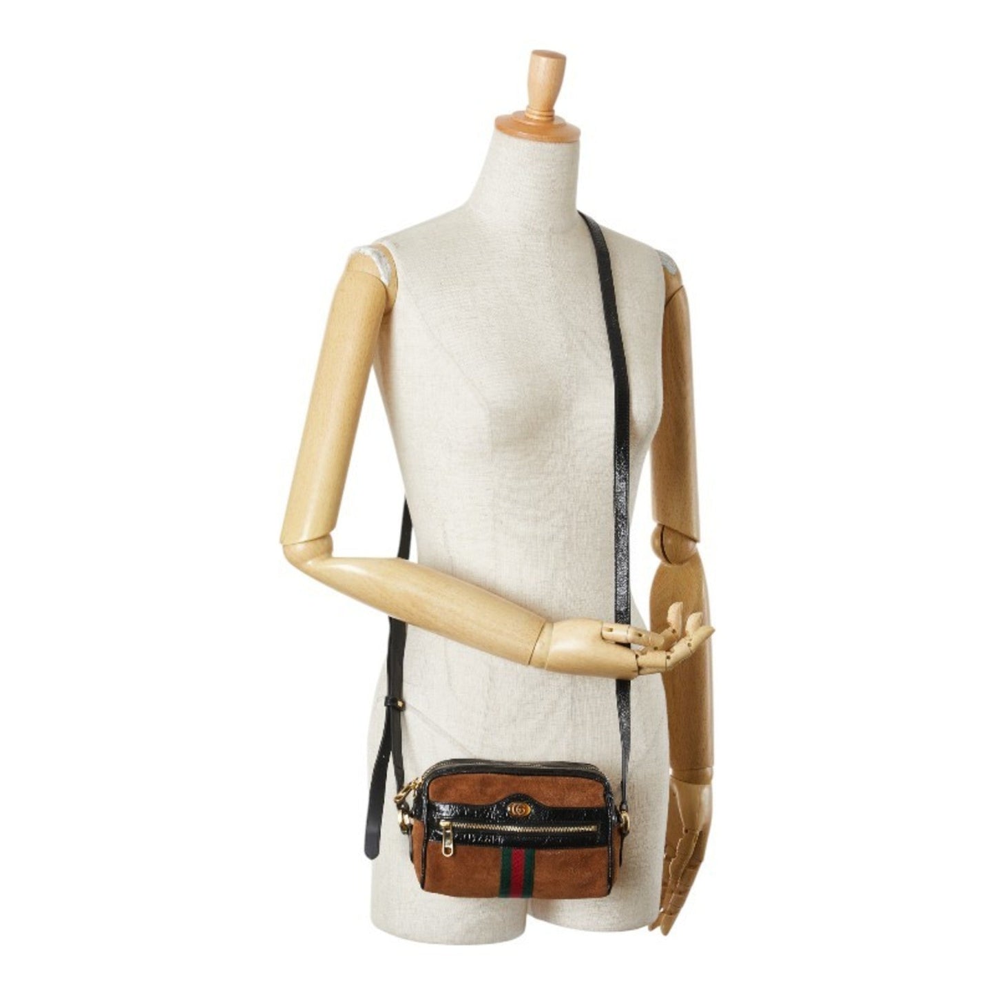 Gucci Black Brown Suede Leather Shoulder Bag