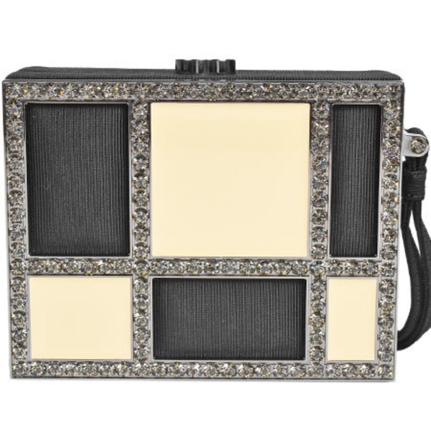 Chanel Porch with Bijoux Coco Mark Black Beige Grosgrain Rhinestone Clutch Bag