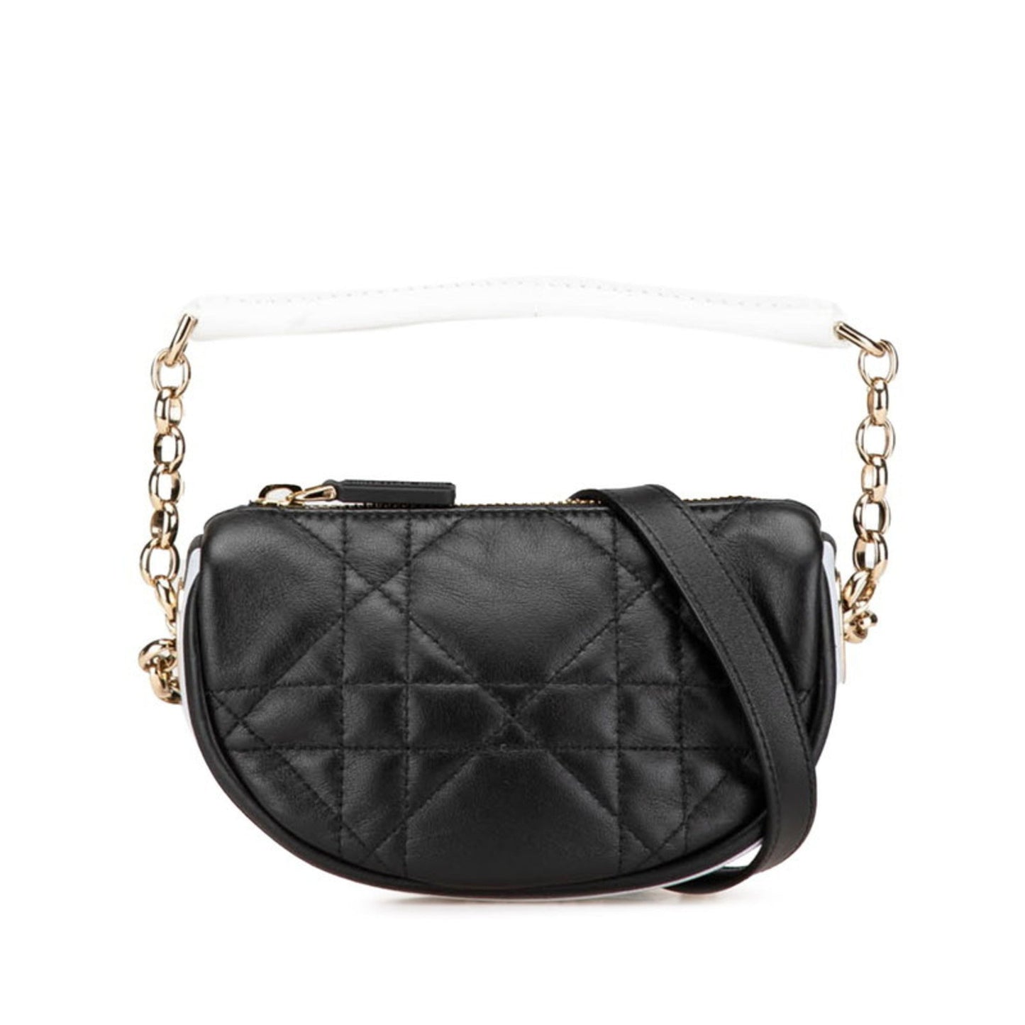 Dior Handbag Christian Shoulder Bag 3 Leather Black White