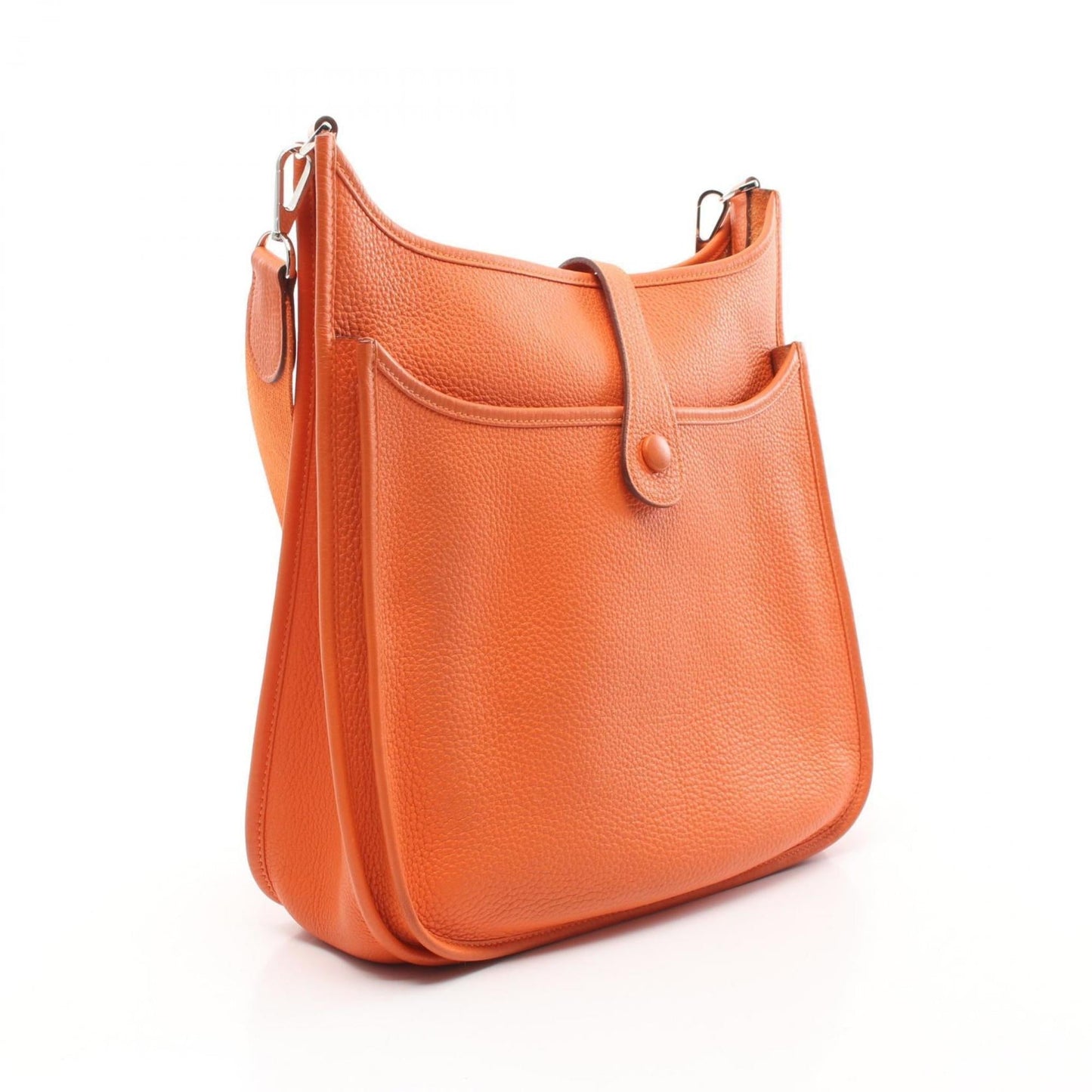 Hermes Taurillon Clemence Shoulder Bag Leather Orange Shoulder Bag 9