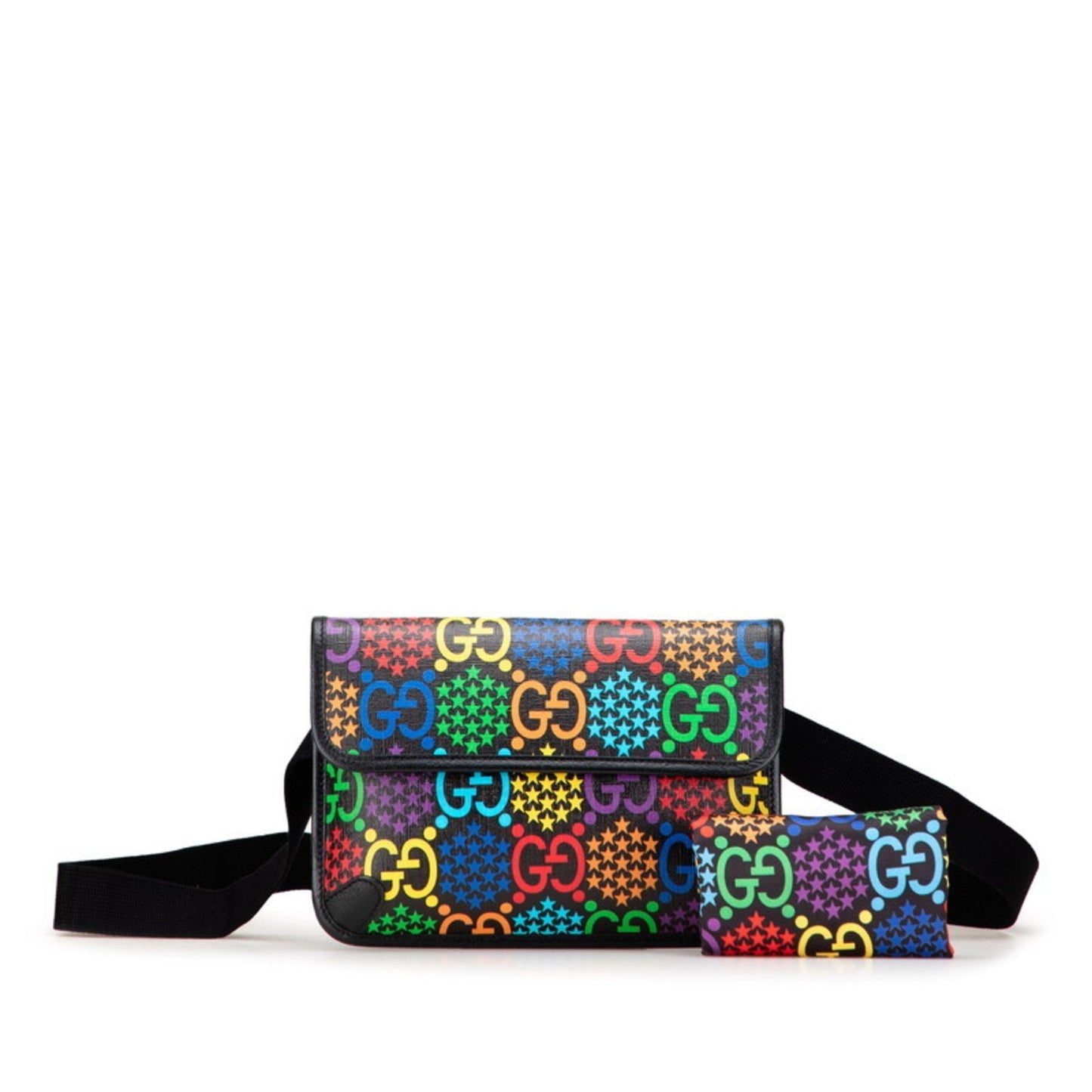 Gucci Black Multi-Color Pvc Leather Fanny Pack