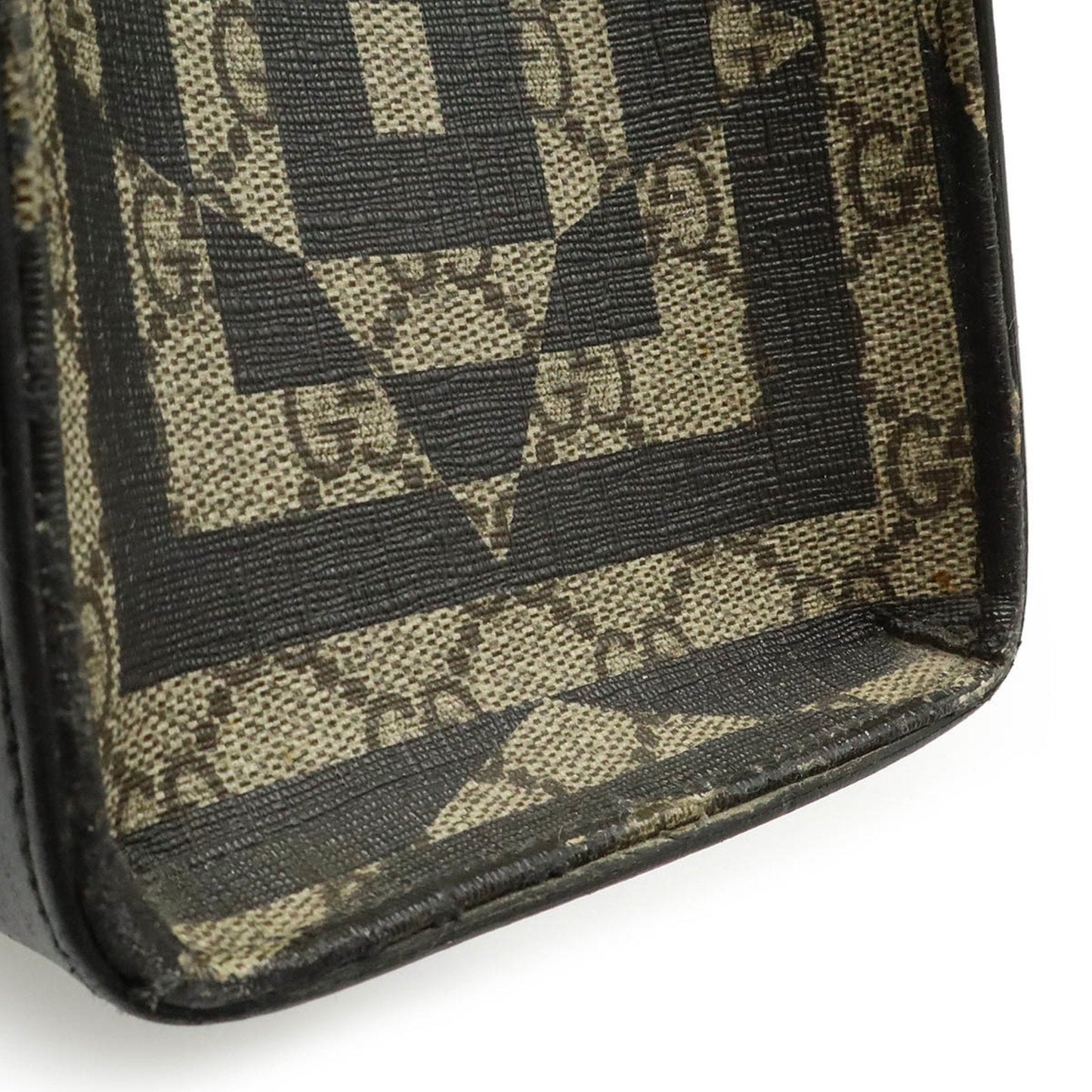 Gucci Beige Black Pvc Leather Shoulder Bag Tote Bag