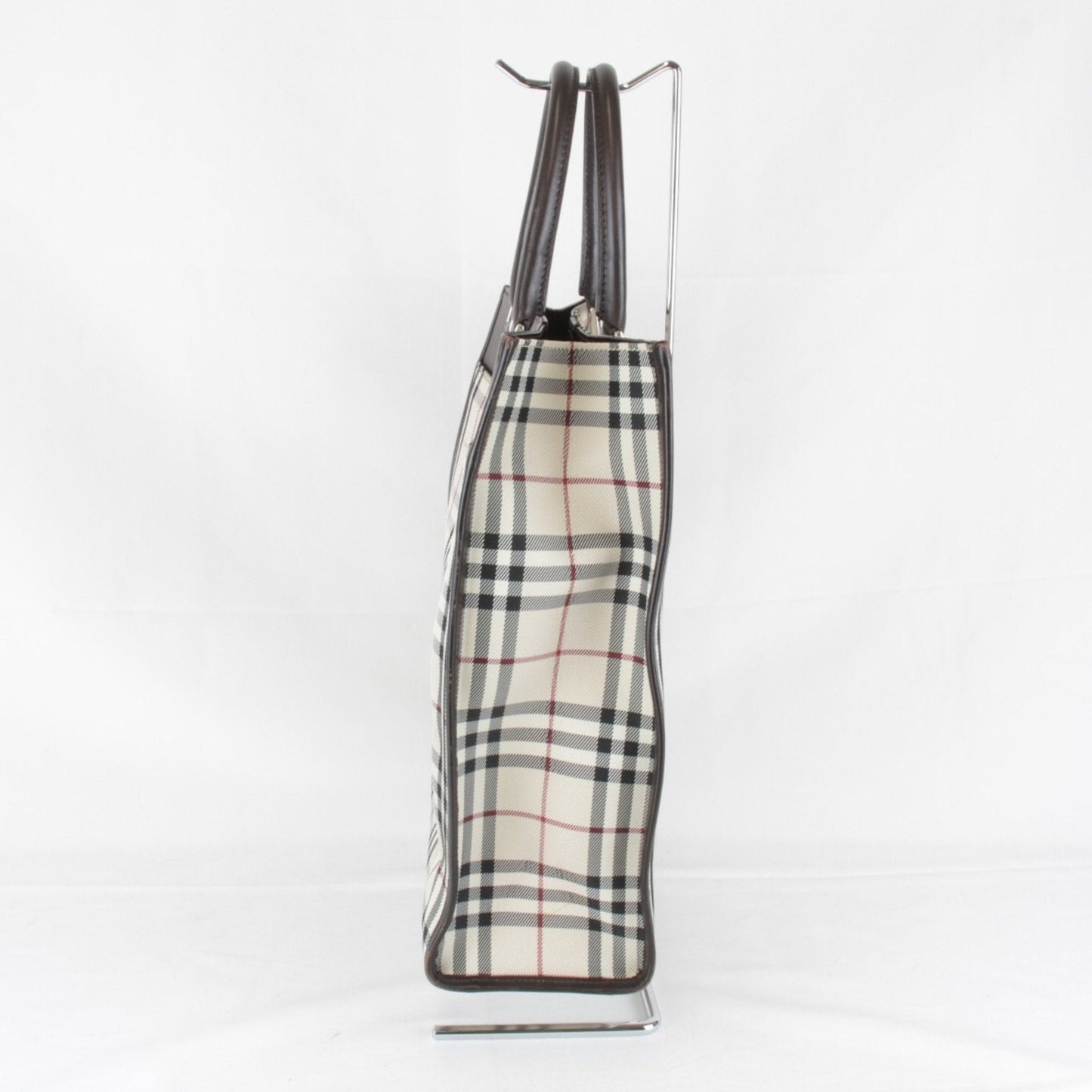 Burberry Tote Bag Leather Canvas Beige