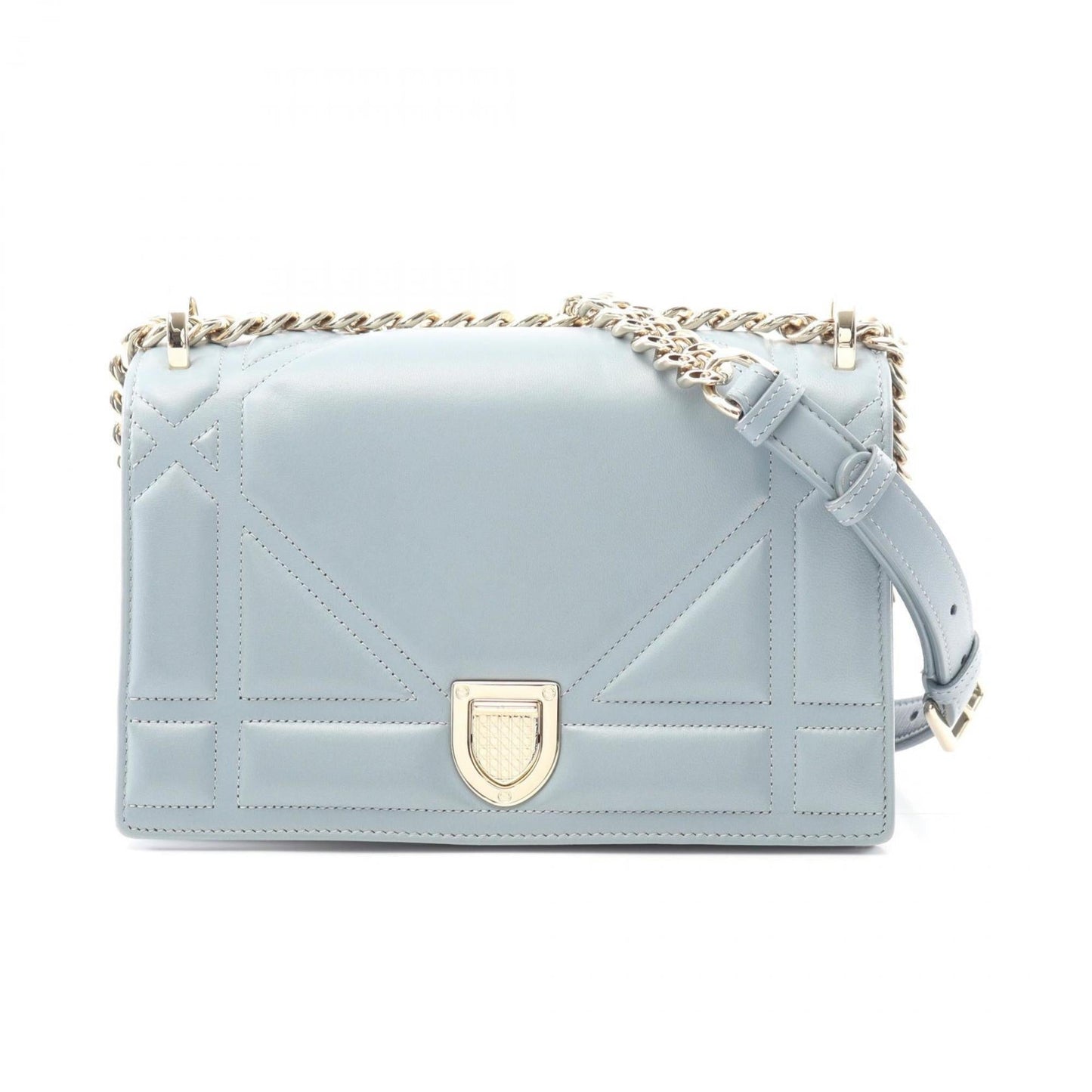 Dior Handbag Christian Shoulder Bag 3 Leather Blue