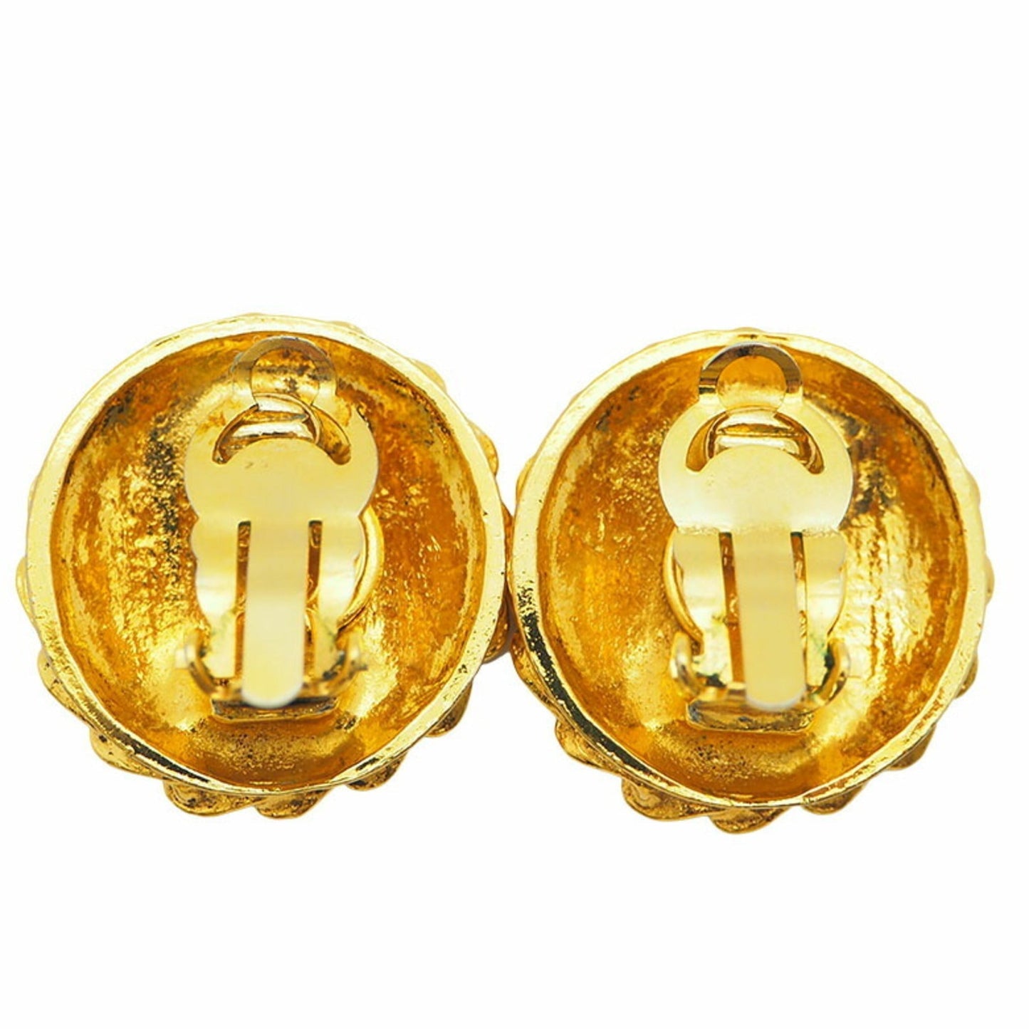 CHANEL Round Mademoiselle Earrings Chain Around Gold