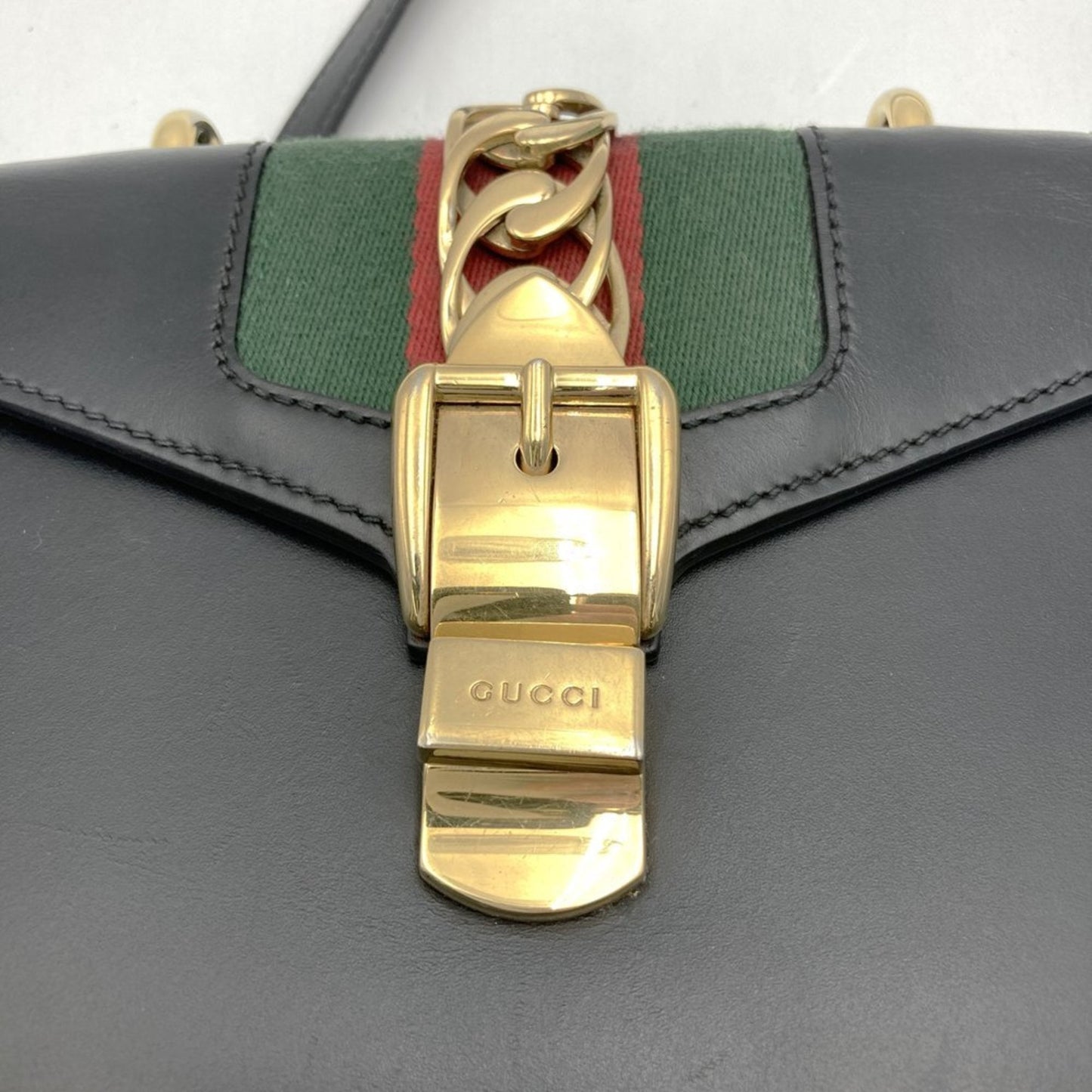 Gucci Sherry Line Black Leather Shoulder Bag