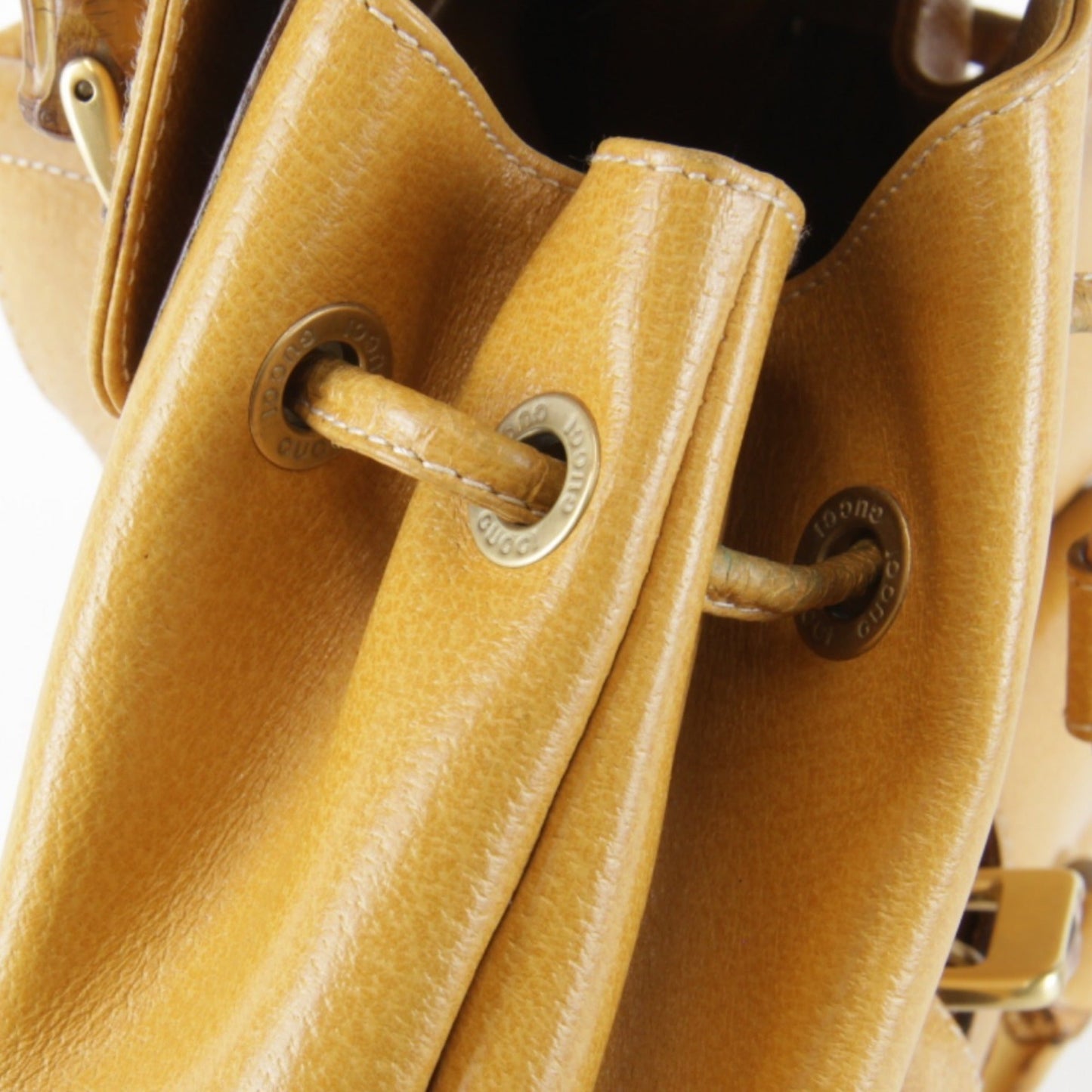 Gucci Black Leather Bamboo Backpack