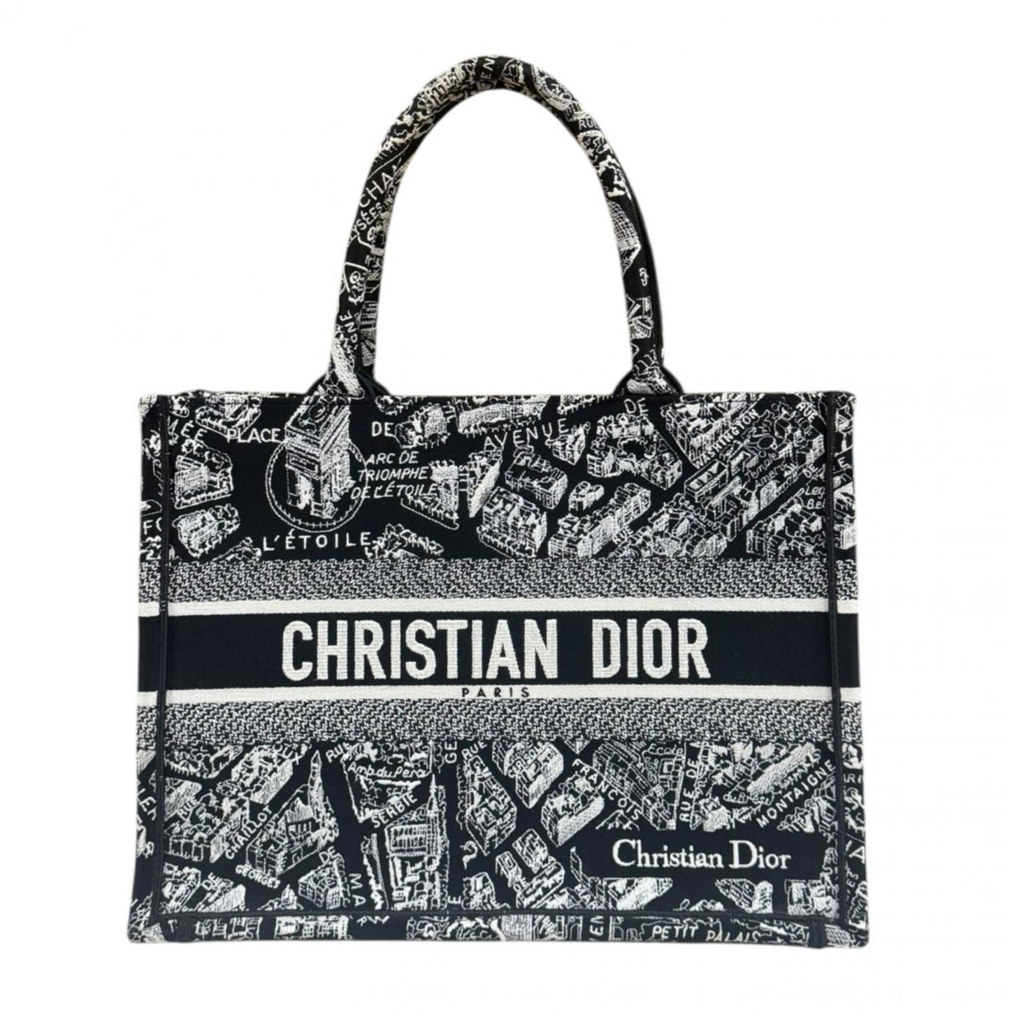 Dior Handbag Christian Tote Bag Canvas Black White