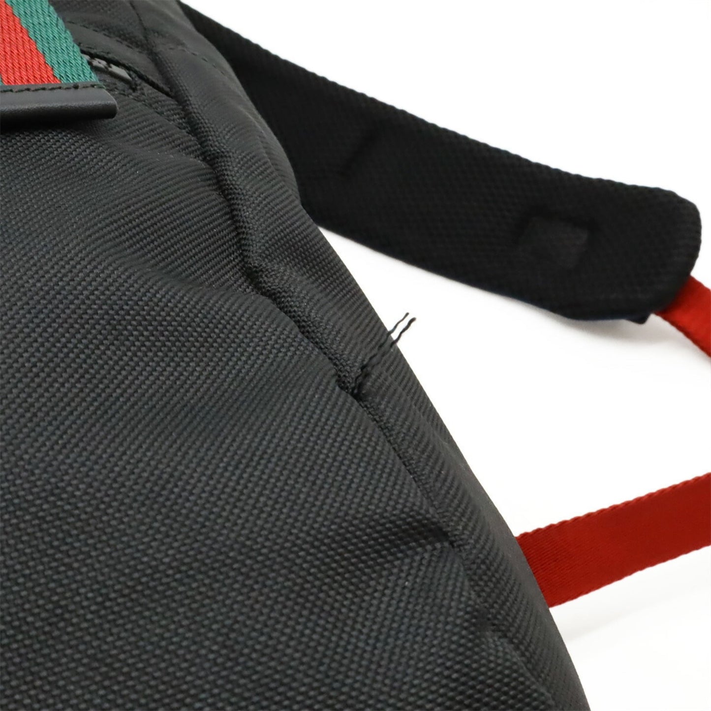 Gucci Black Green Navy Red Color Canvas Leather Backpack