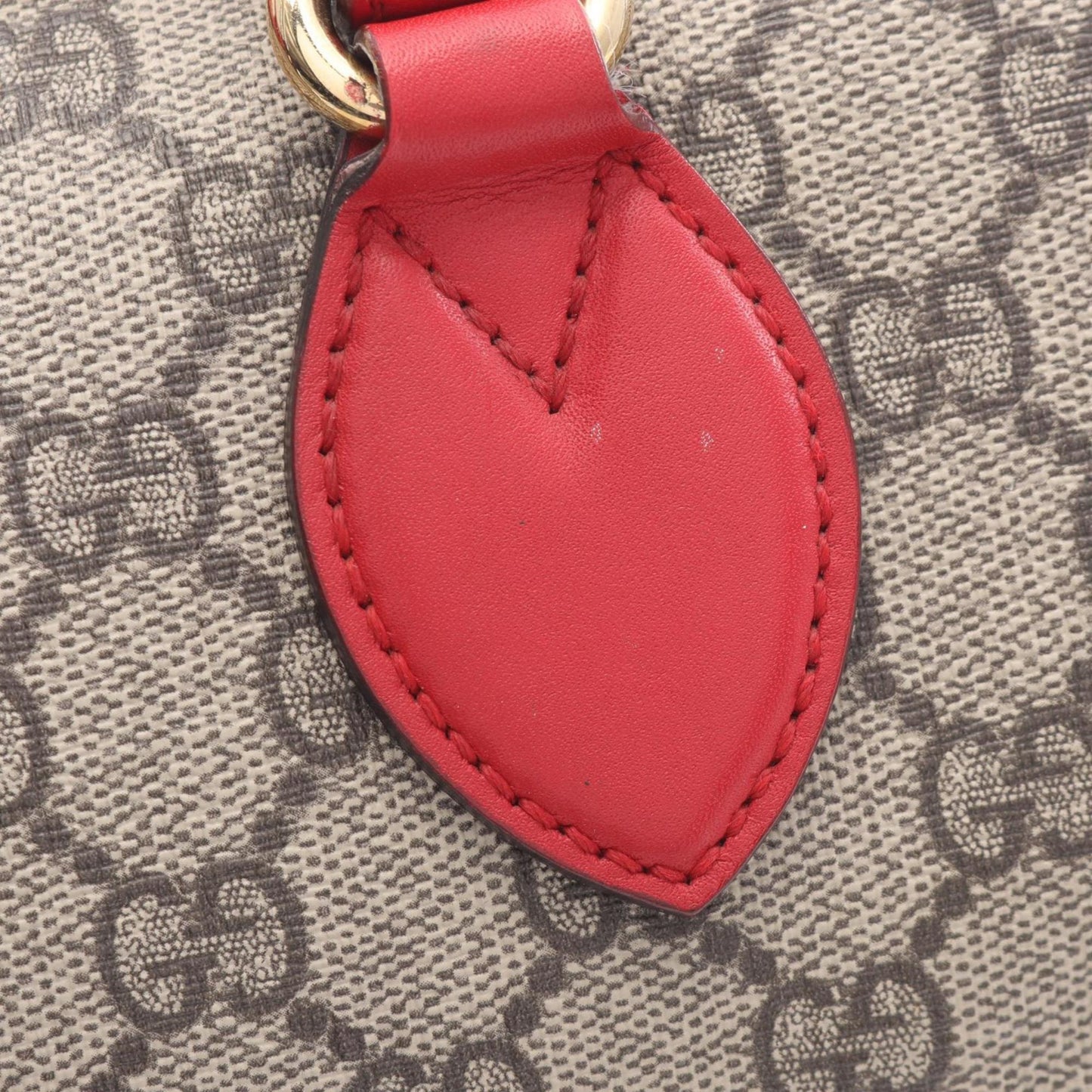 Gucci Beige Red Color Gg Supreme Leather Handbag