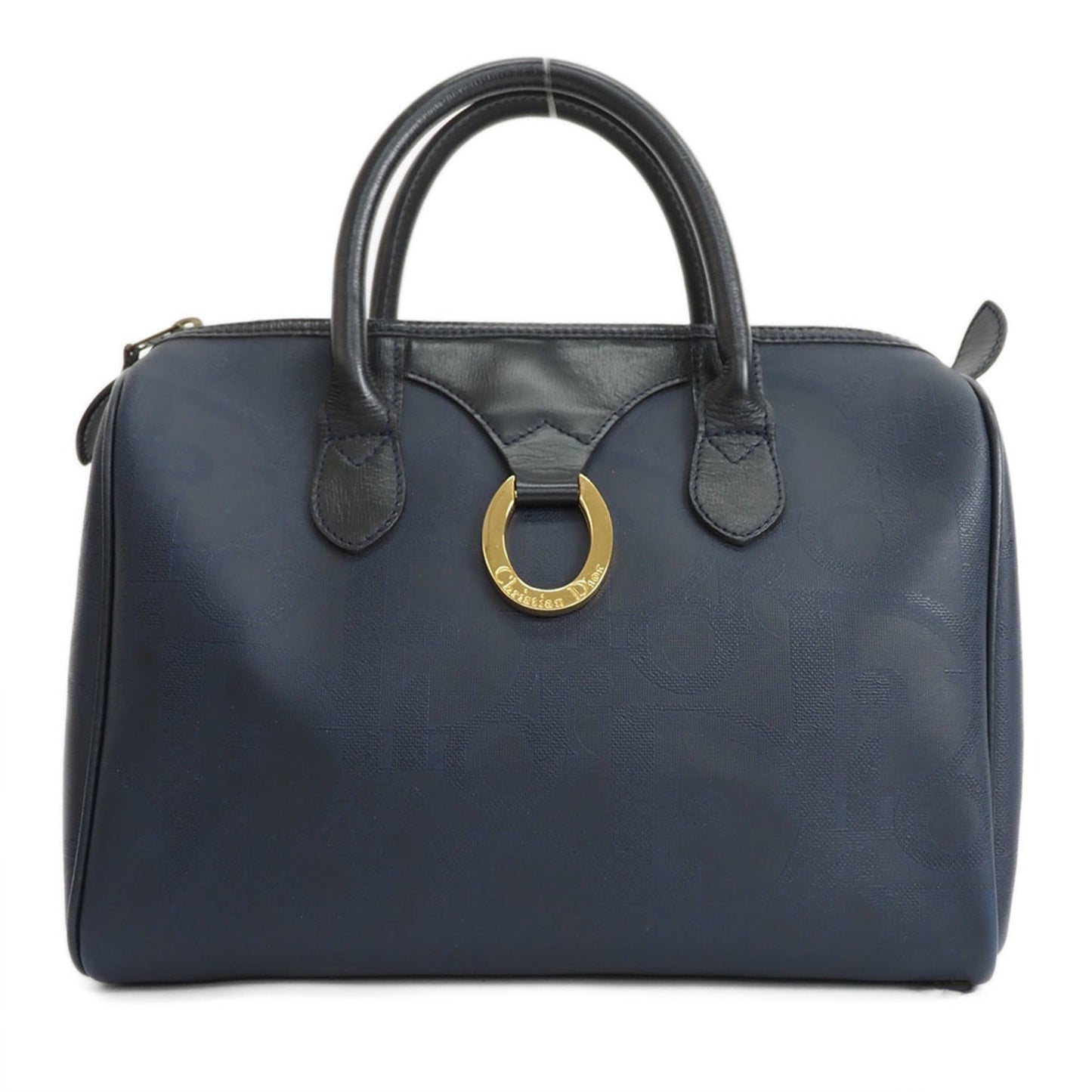 Dior Handbag Christian Pvc Leather Blue Navy