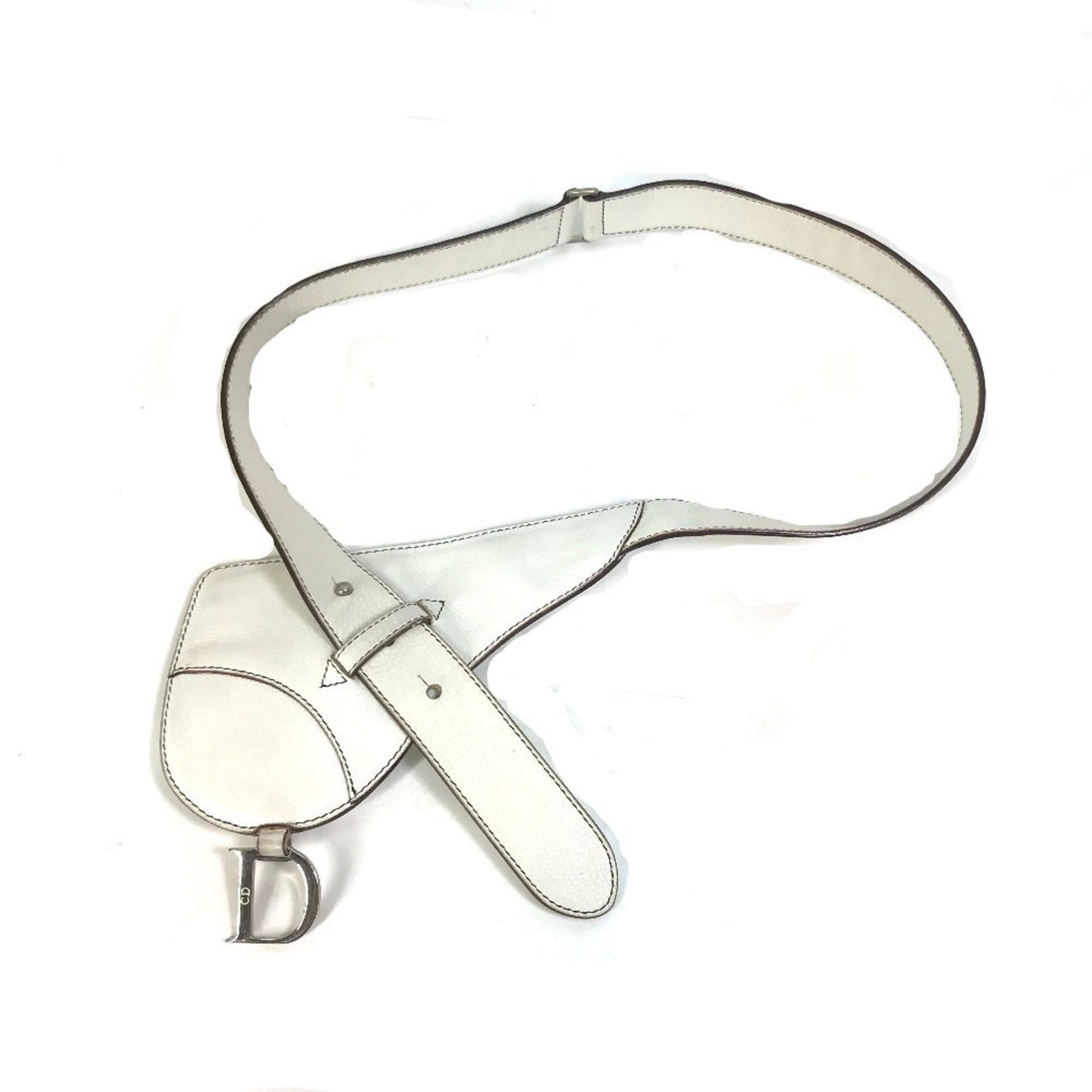 Dior Handbag Christian Fanny Pack Pouch Saddle Bag Leather White