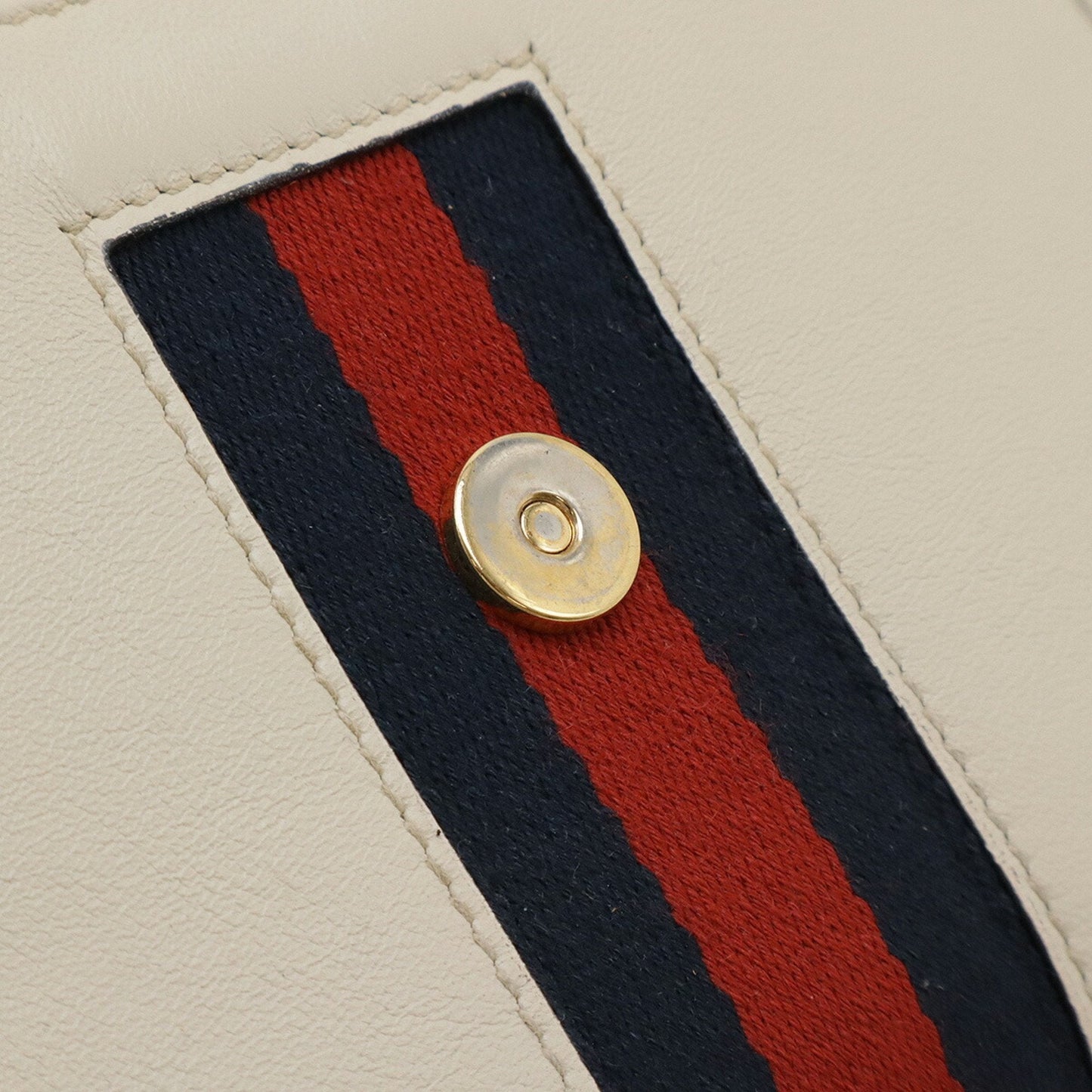 Gucci Ivory Navy Red Color Leather Clutch Bag Shoulder Bag