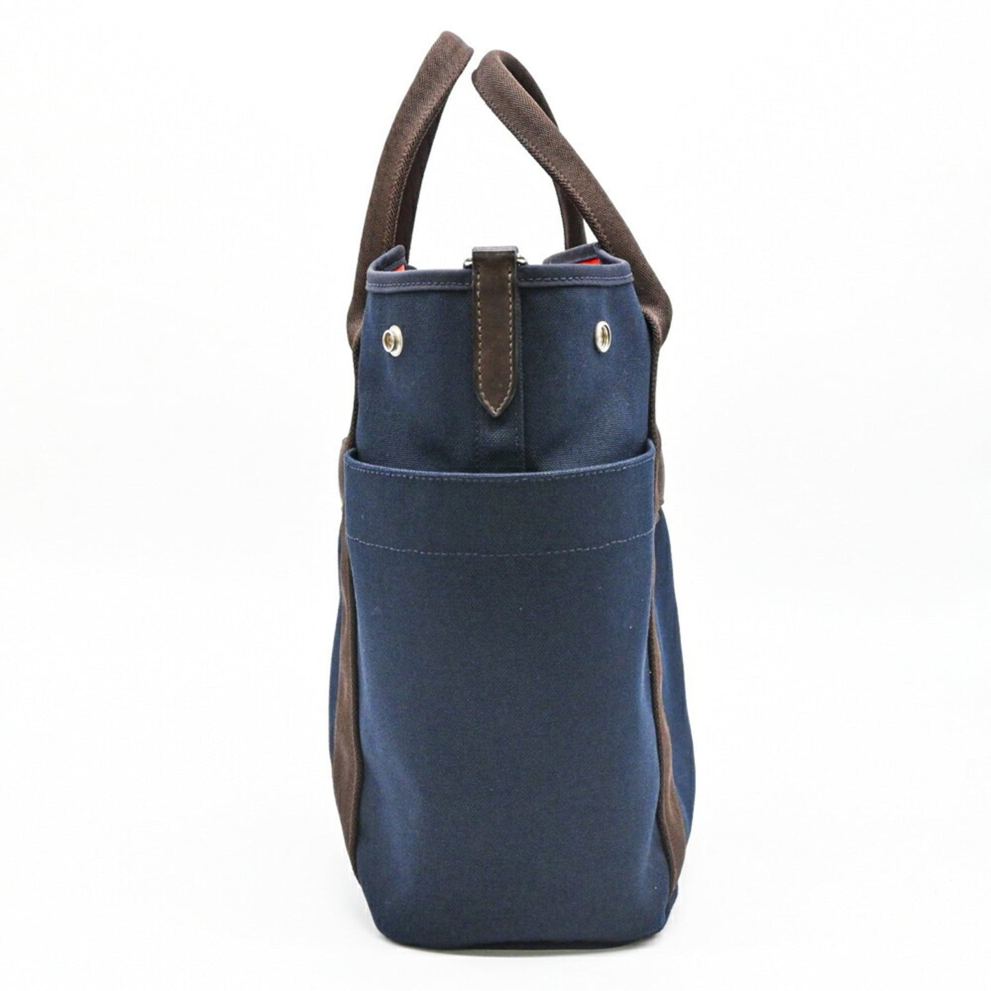 Hermes Handbag Tote Bag Canvas Orange Navy