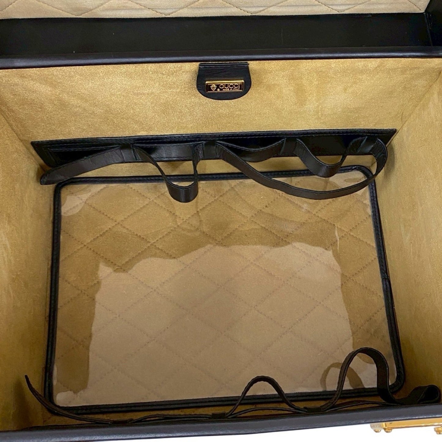 Gucci Black Leather Handbag Vanity Bag