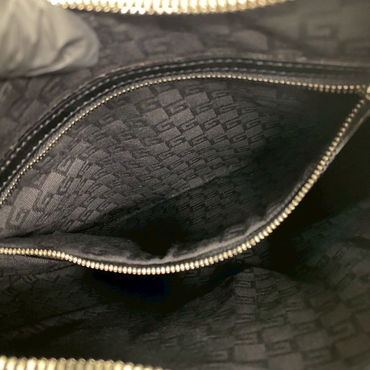 Gucci Black Leather Canvas Handbag Shoulder Bag