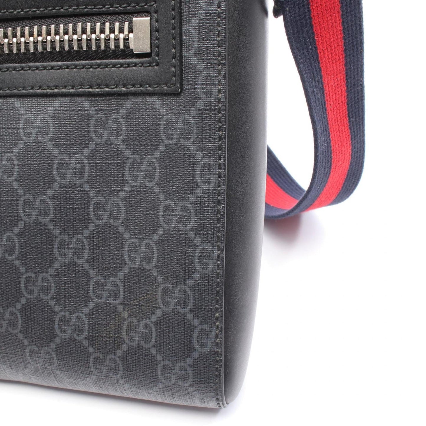 Gucci Black Gray Gg Supreme Leather Messenger Bag Shoulder Bag