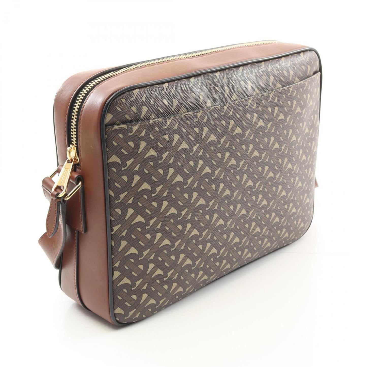 Burberry Pvc Coated Shoulder Bag Leather Canvas Brown