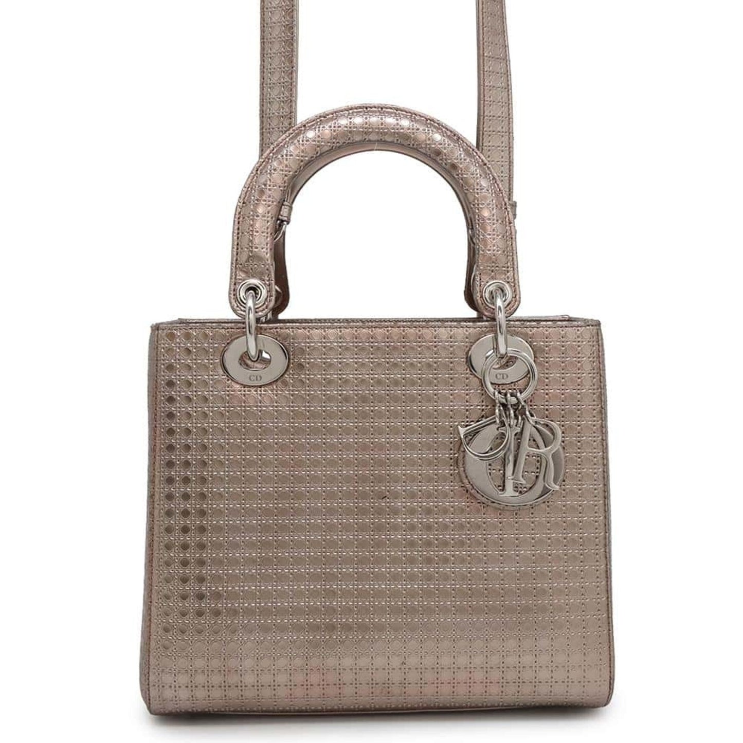 Dior Handbag Christian Metallic Shoulder Bag Leather Pink