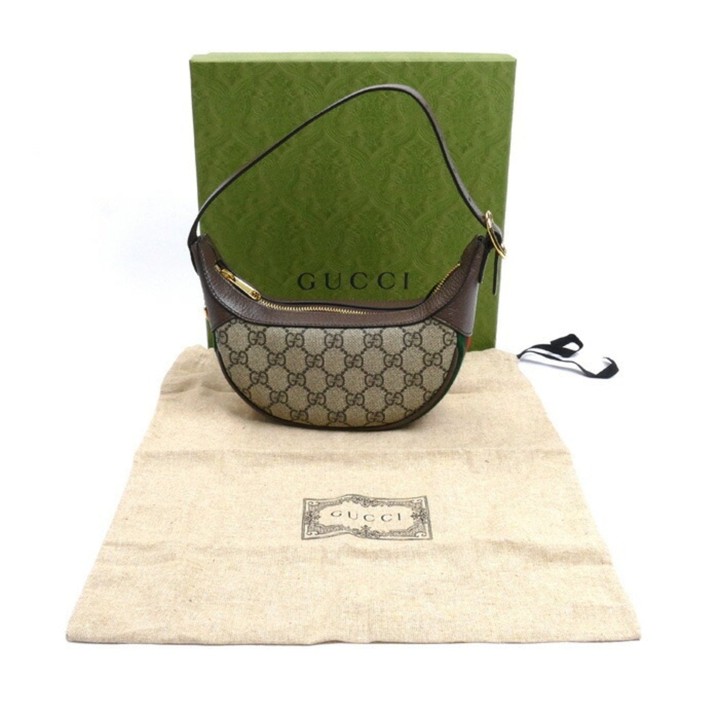 Gucci Beige Gg Supreme Canvas Leather Shoulder Bag