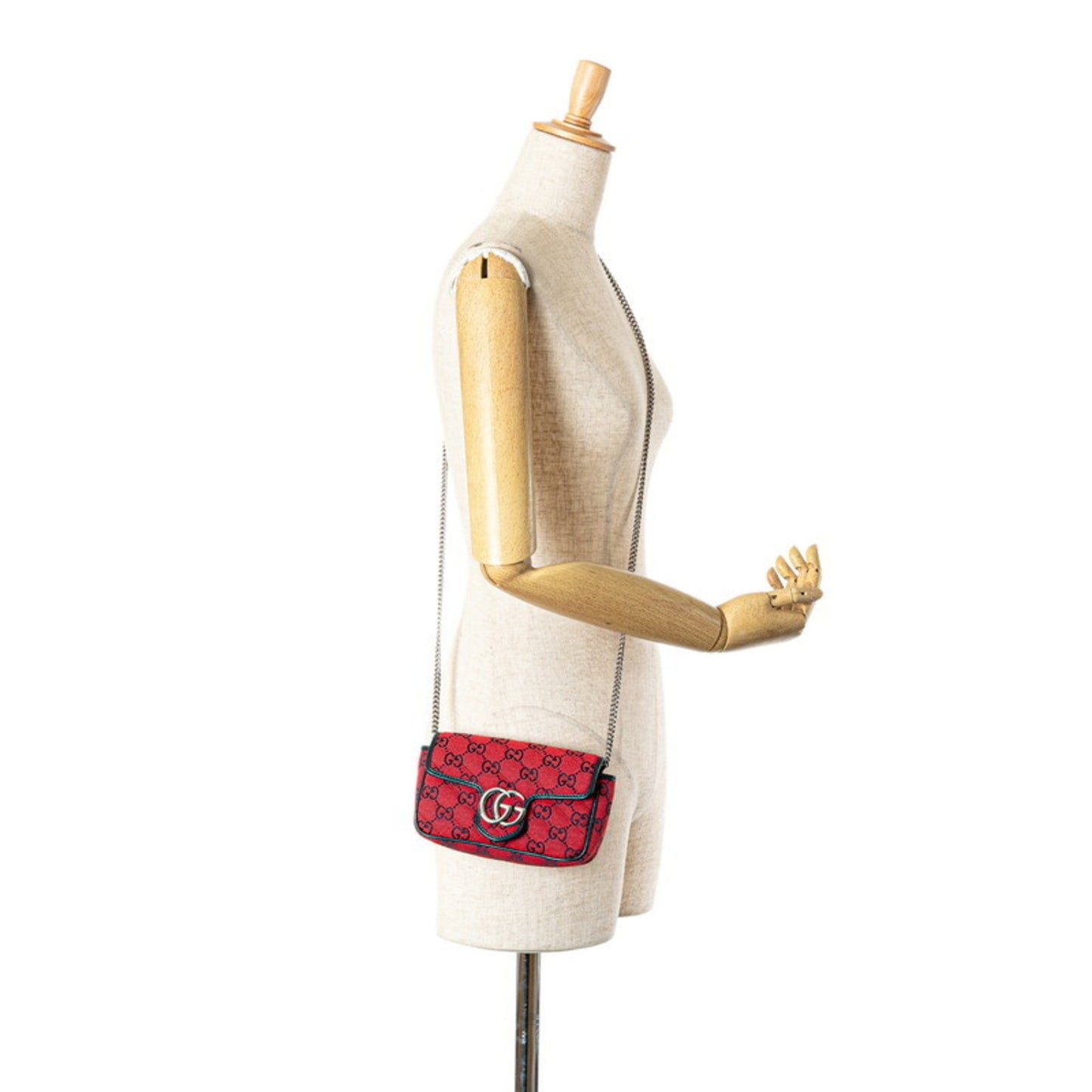 Gucci Navy Red Color Canvas Leather Shoulder Bag