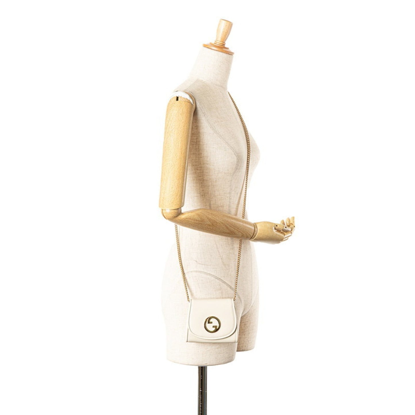 Gucci Gold Ivory Leather Shoulder Bag