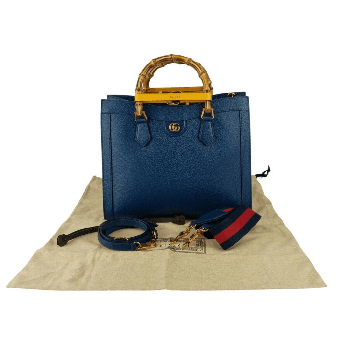 Gucci Royal Blue Leather Handbag Shoulder Bag Tote Bag