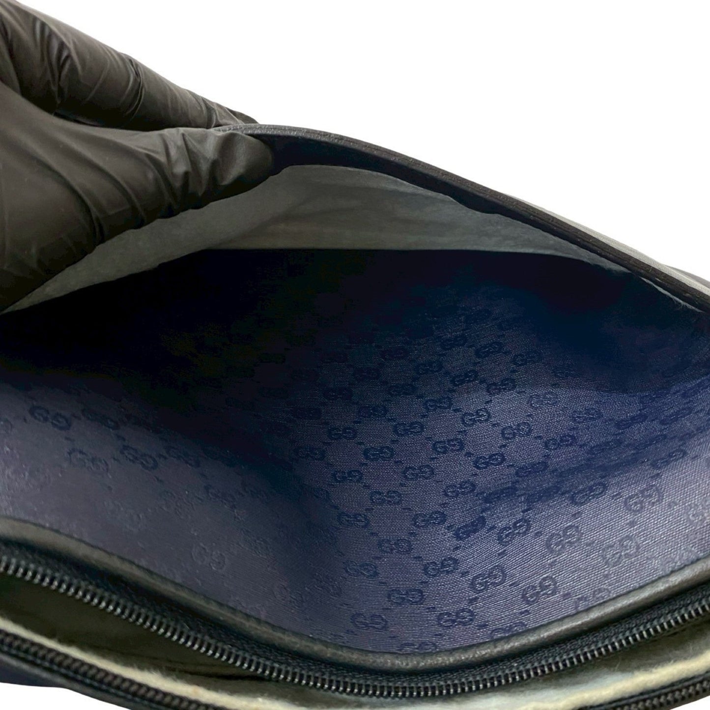 Gucci Black Navy Leather Pvc Pochette Shoulder Bag