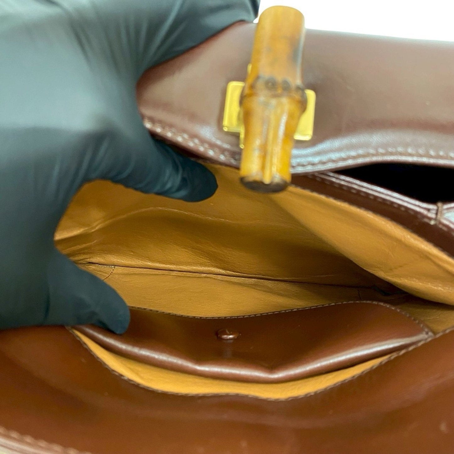 Gucci Brown Bamboo Leather Handbag Shoulder Bag