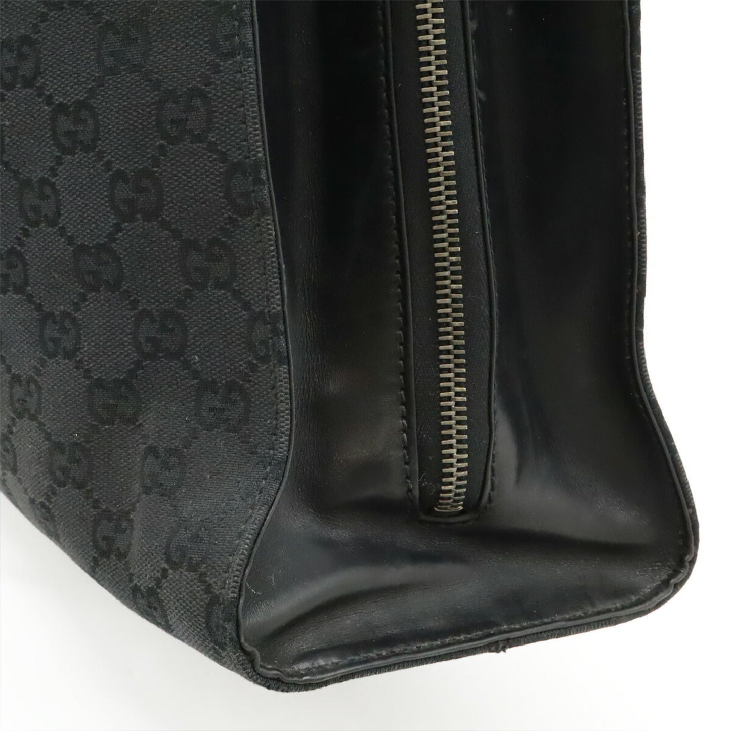 Gucci Black Canvas Leather Shoulder Bag Tote Bag