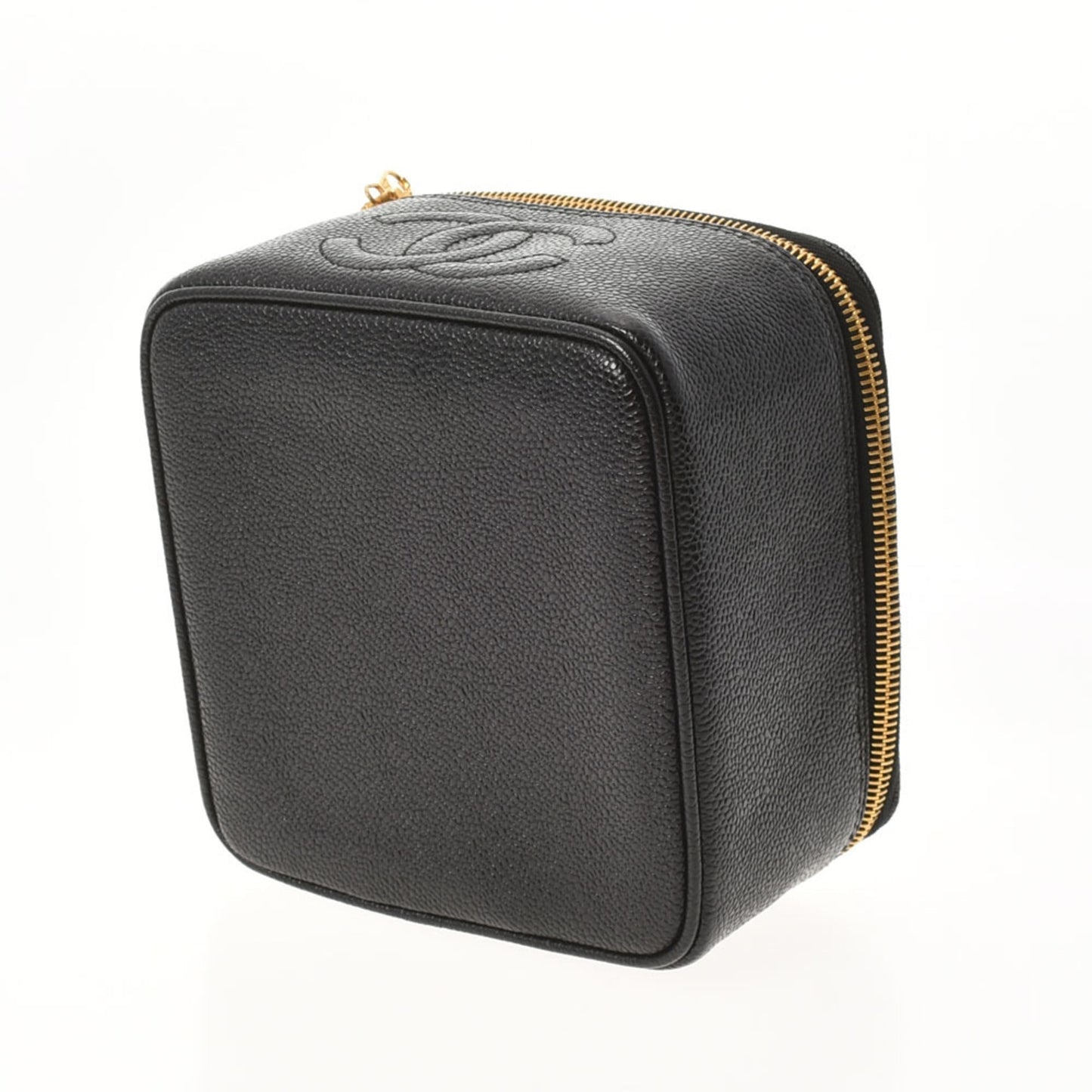 CHANEL Horizontal Vanity Bag Black Women's Caviar Skin Handbag