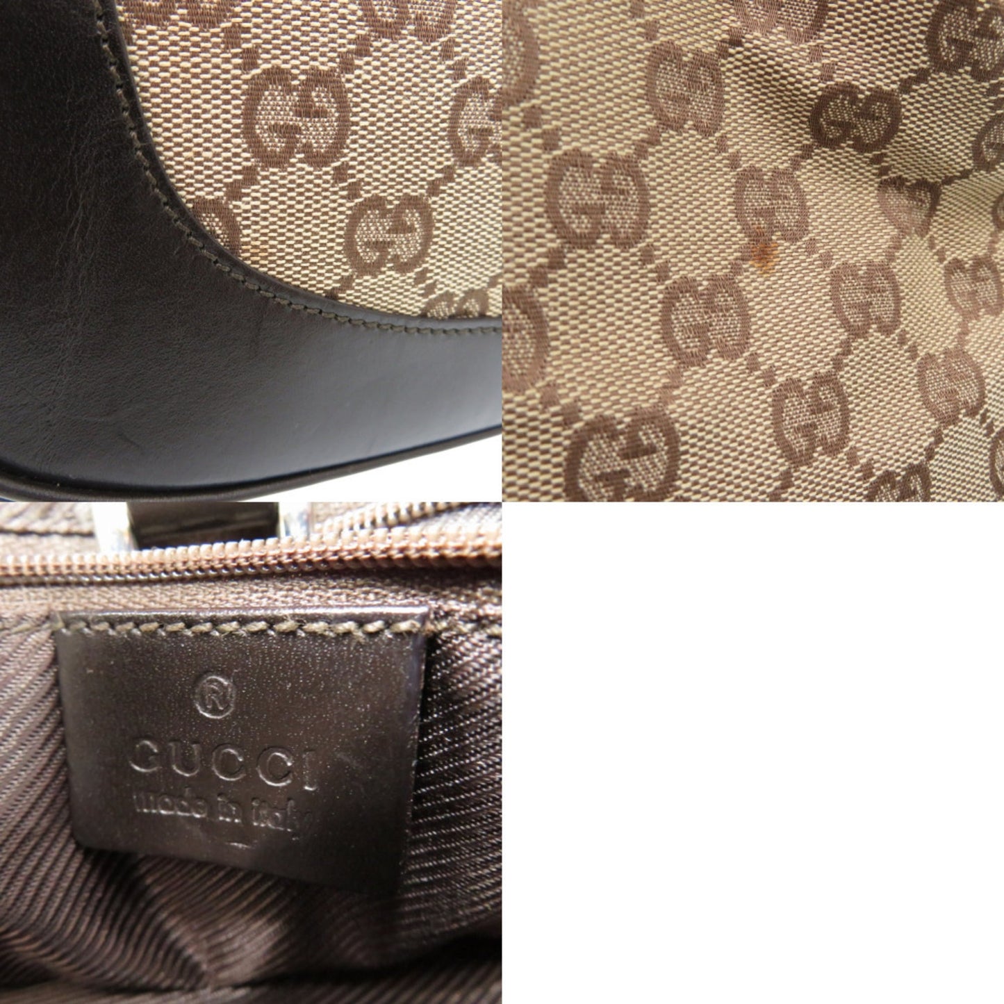 Gucci Beige Gg Canvas Leather Handbag Shoulder Bag