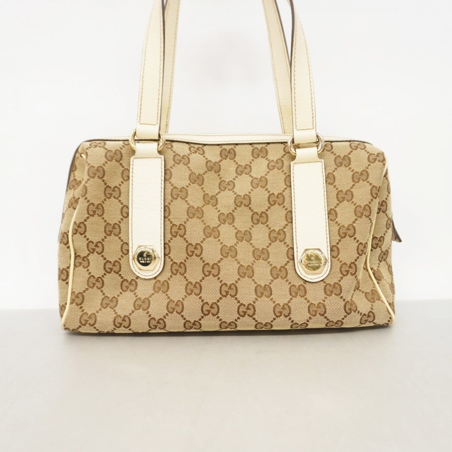 Gucci Beige Brown Canvas Handbag