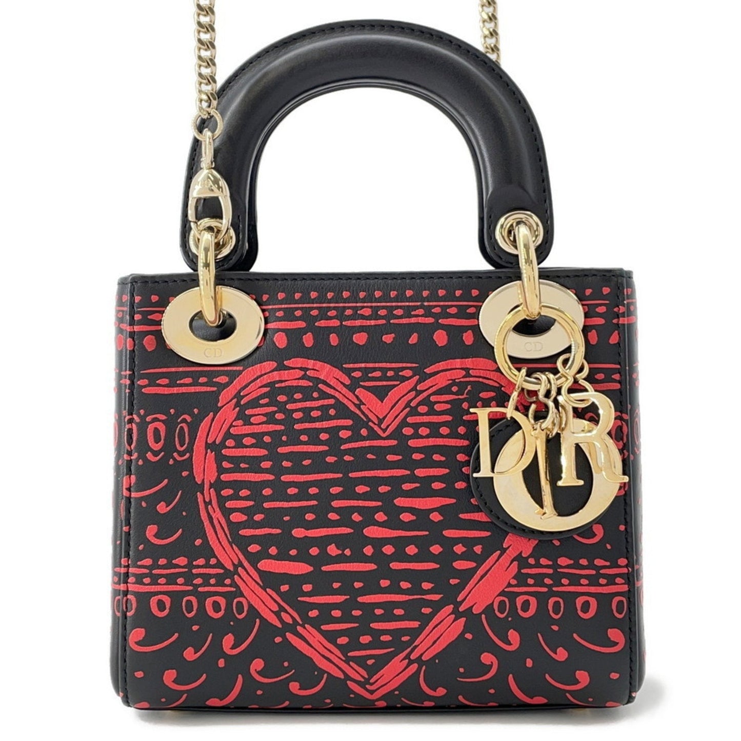 Dior Handbag Christian Color Leather Black Red