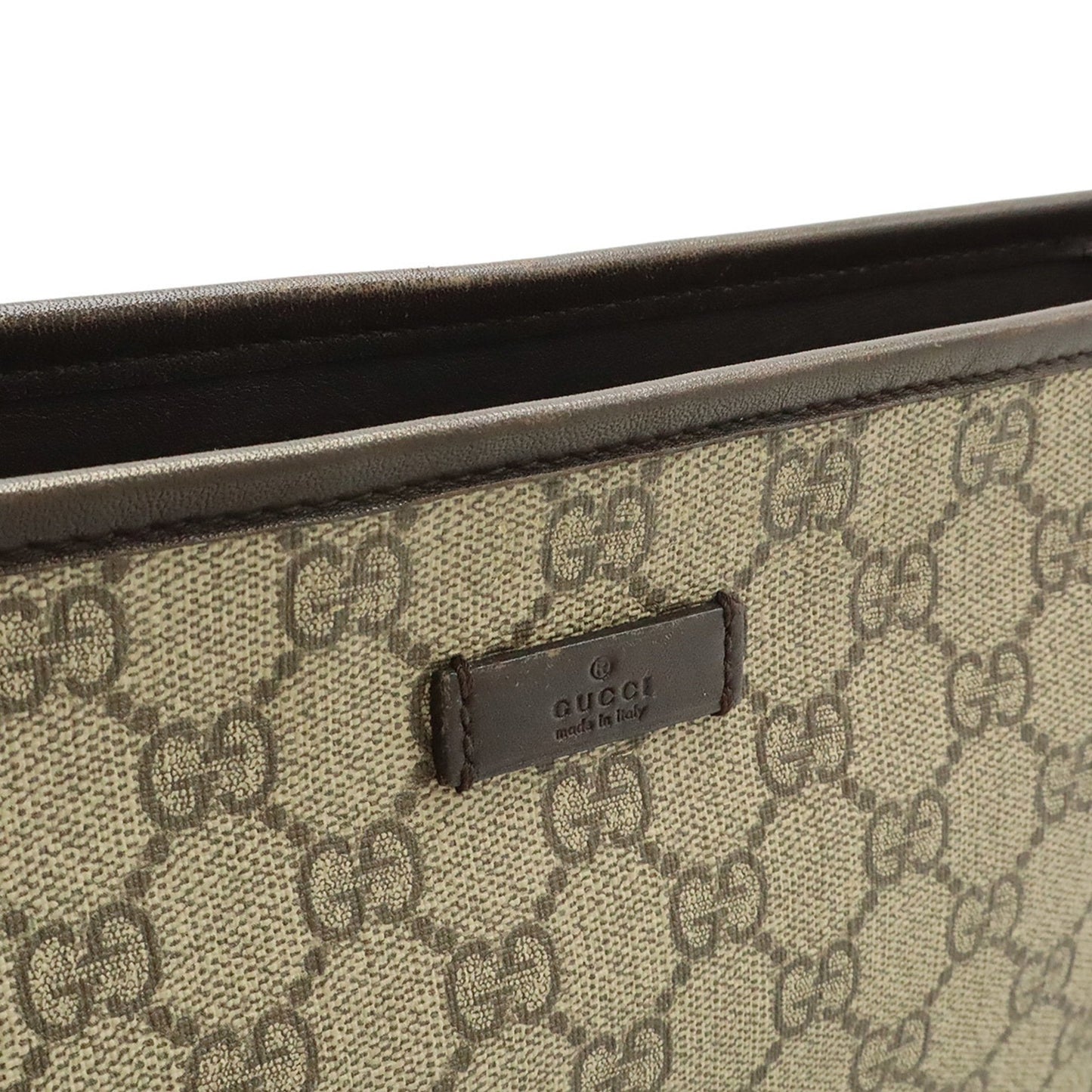 Gucci Beige Dark Brown Gg Supreme Leather Shoulder Bag
