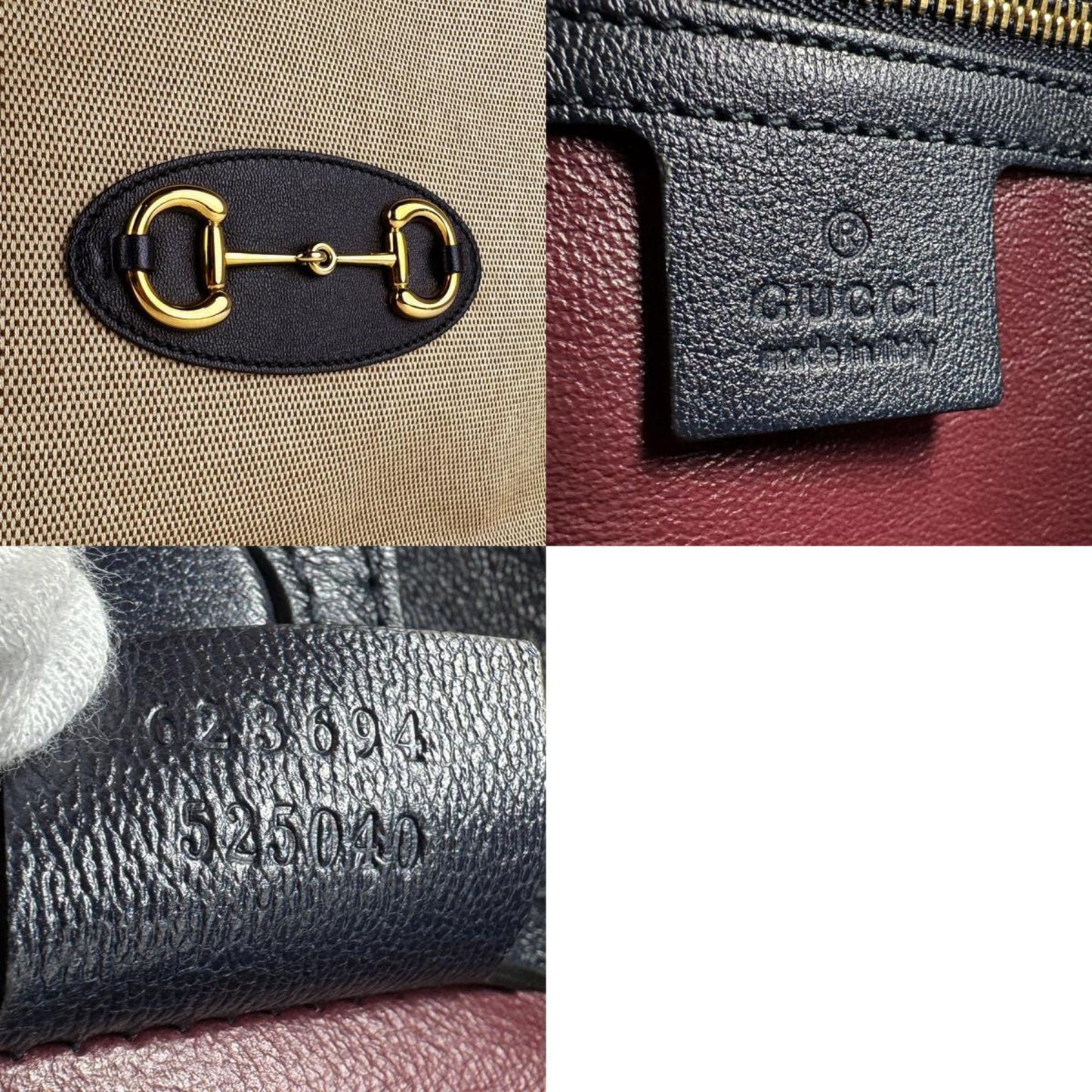 Gucci Navy Canvas Leather Shoulder Bag