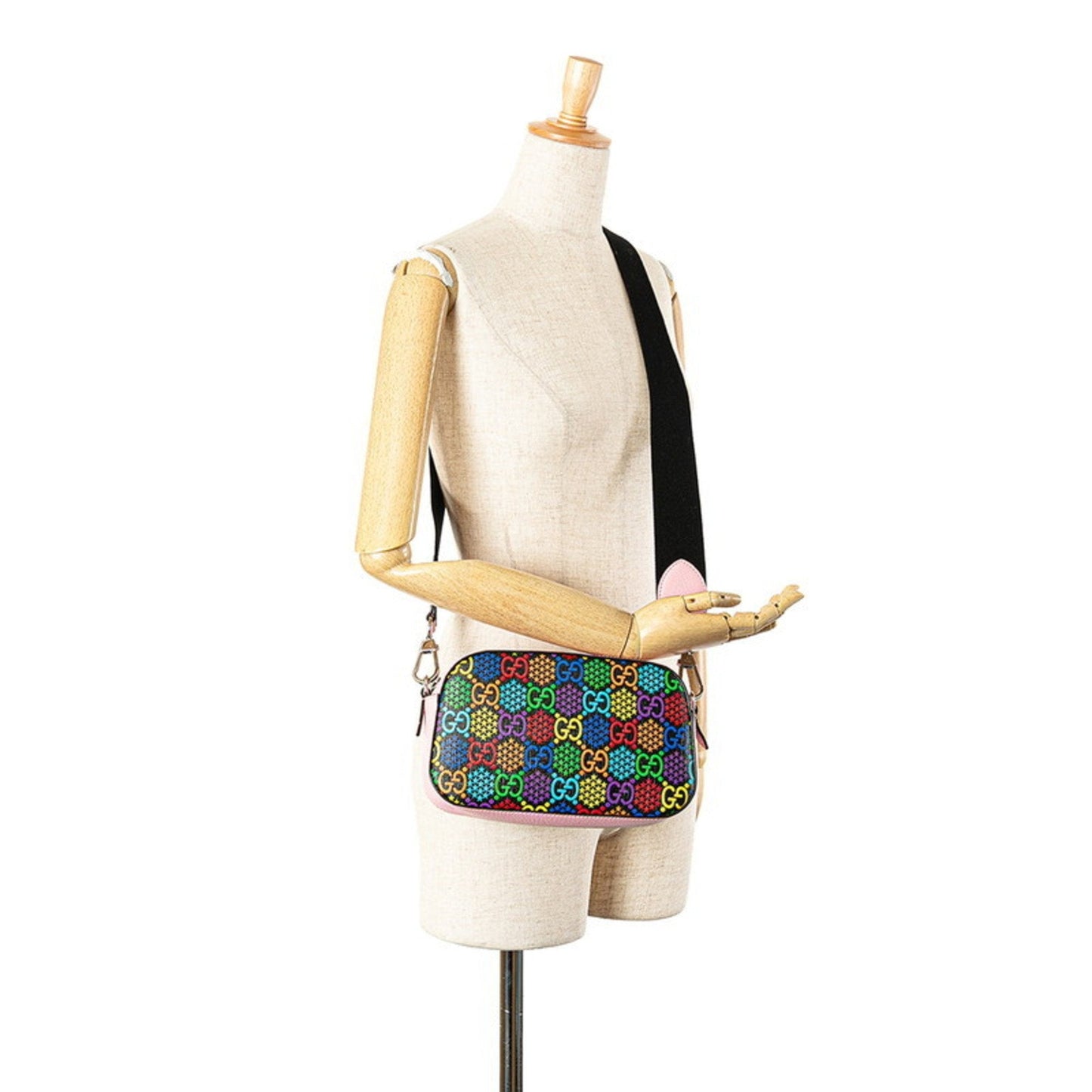 Gucci Black Multi-Color Pink Pvc Leather Shoulder Bag
