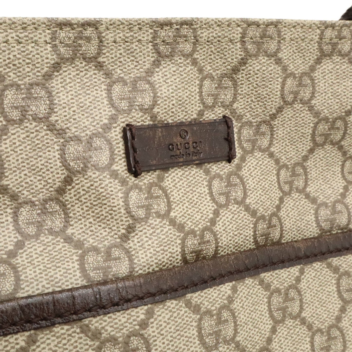 Gucci Beige Dark Brown Pvc Leather Shoulder Bag