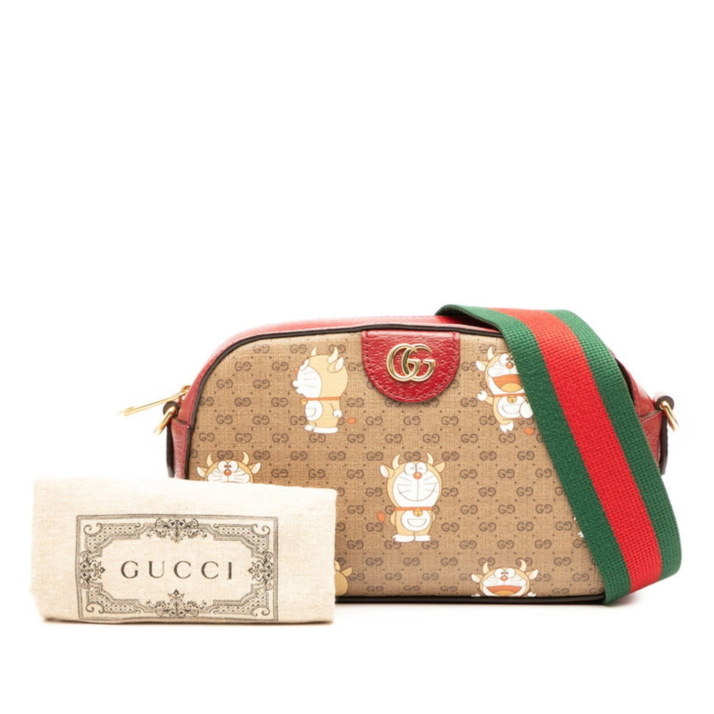 Gucci Brown Red Color Pvc Leather Shoulder Bag