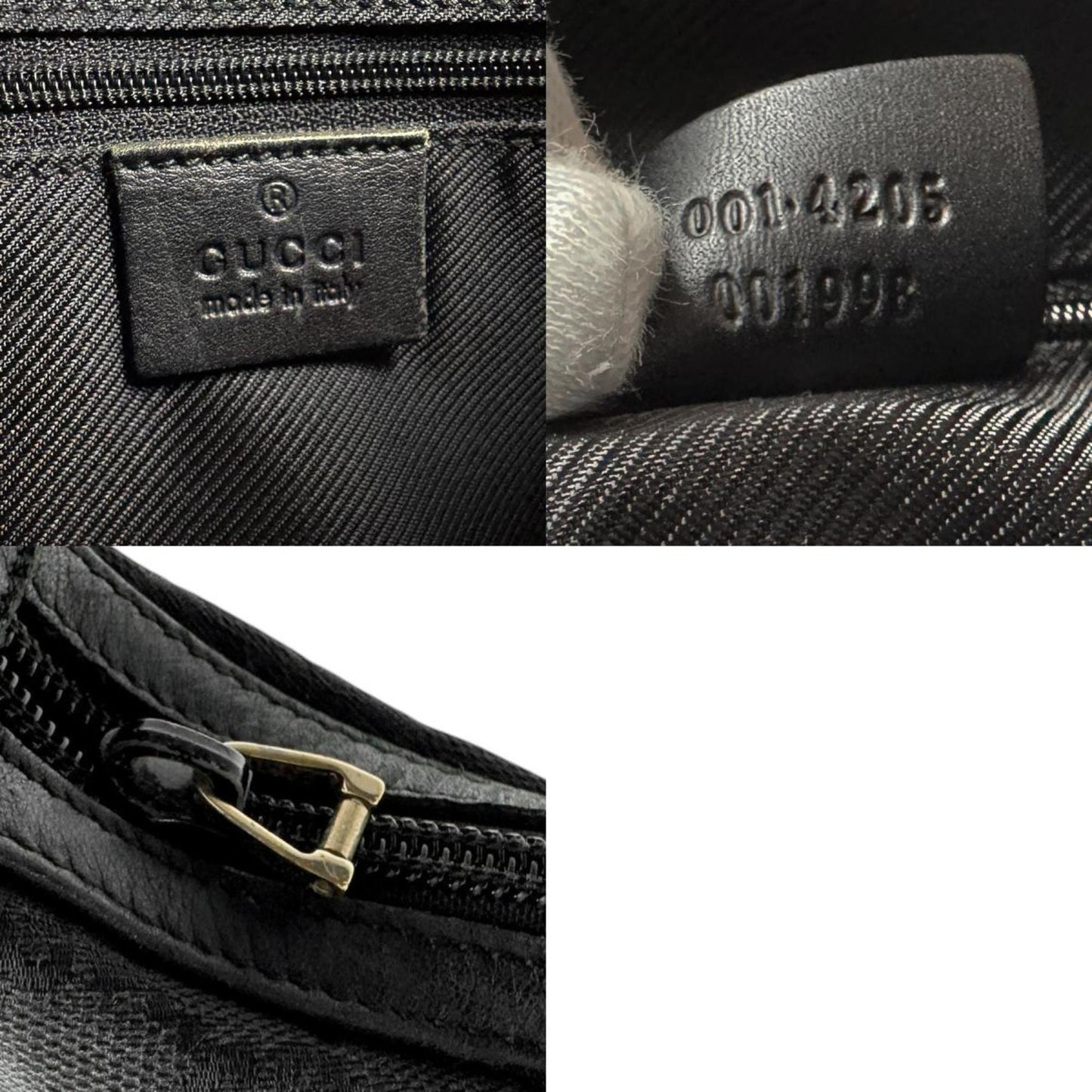 Gucci Black Gg Canvas Leather Shoulder Bag