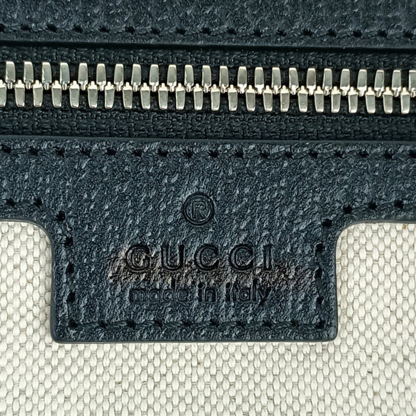 Gucci Black Ivory Canvas Handbag Shoulder Bag Tote Bag