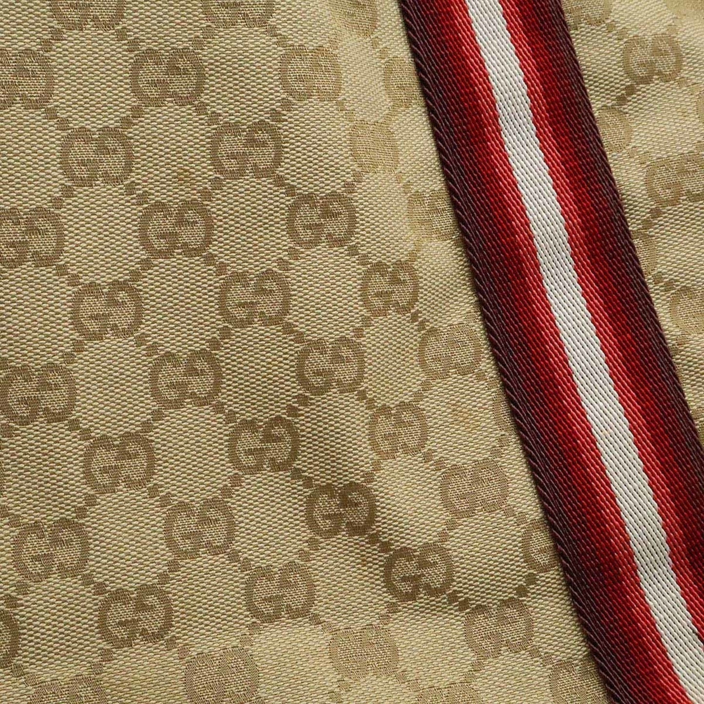 Gucci Beige Multi-Color Red Color Canvas Leather Shoulder Bag Tote Bag