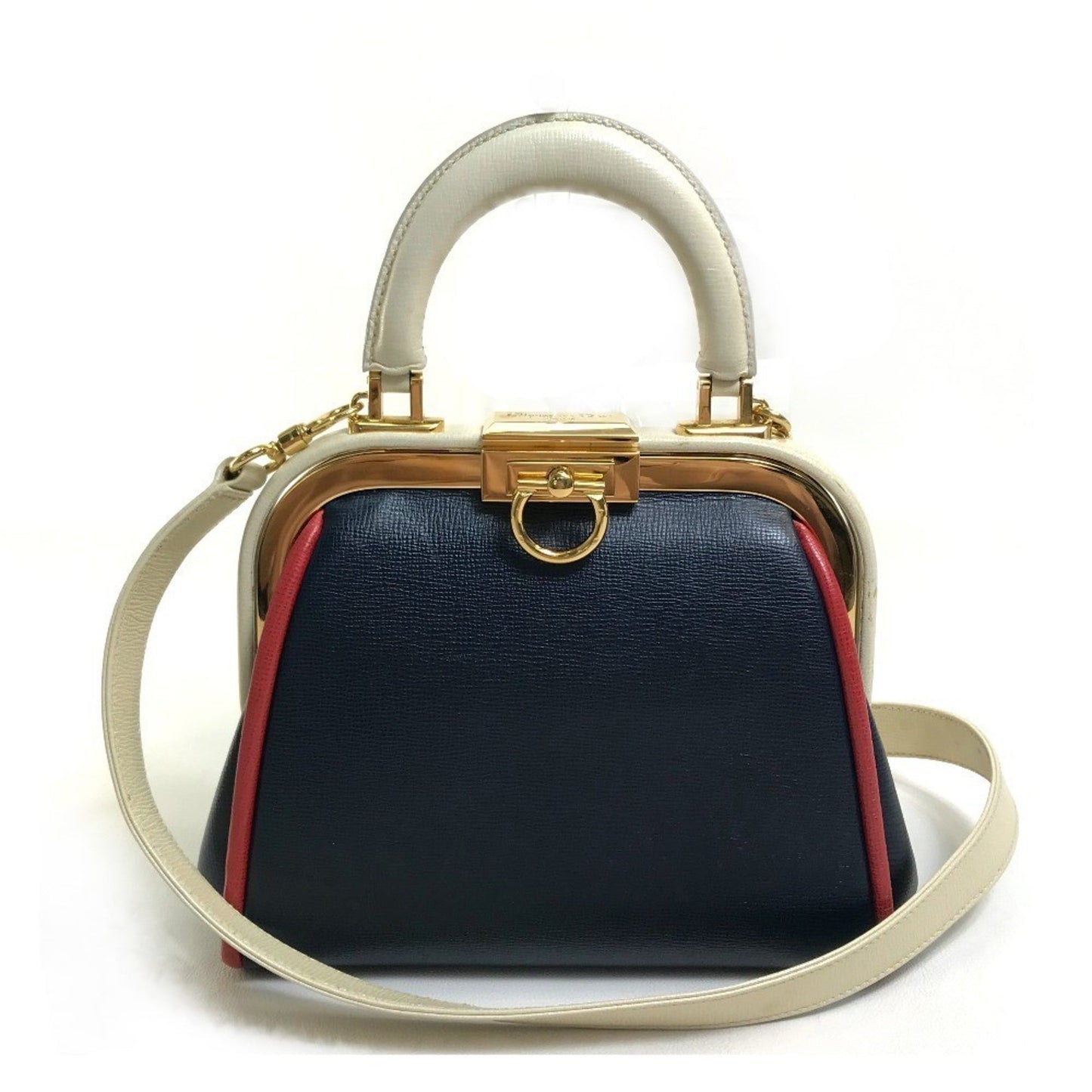 Dior Handbag Christian Color Shoulder Bag Leather White Red