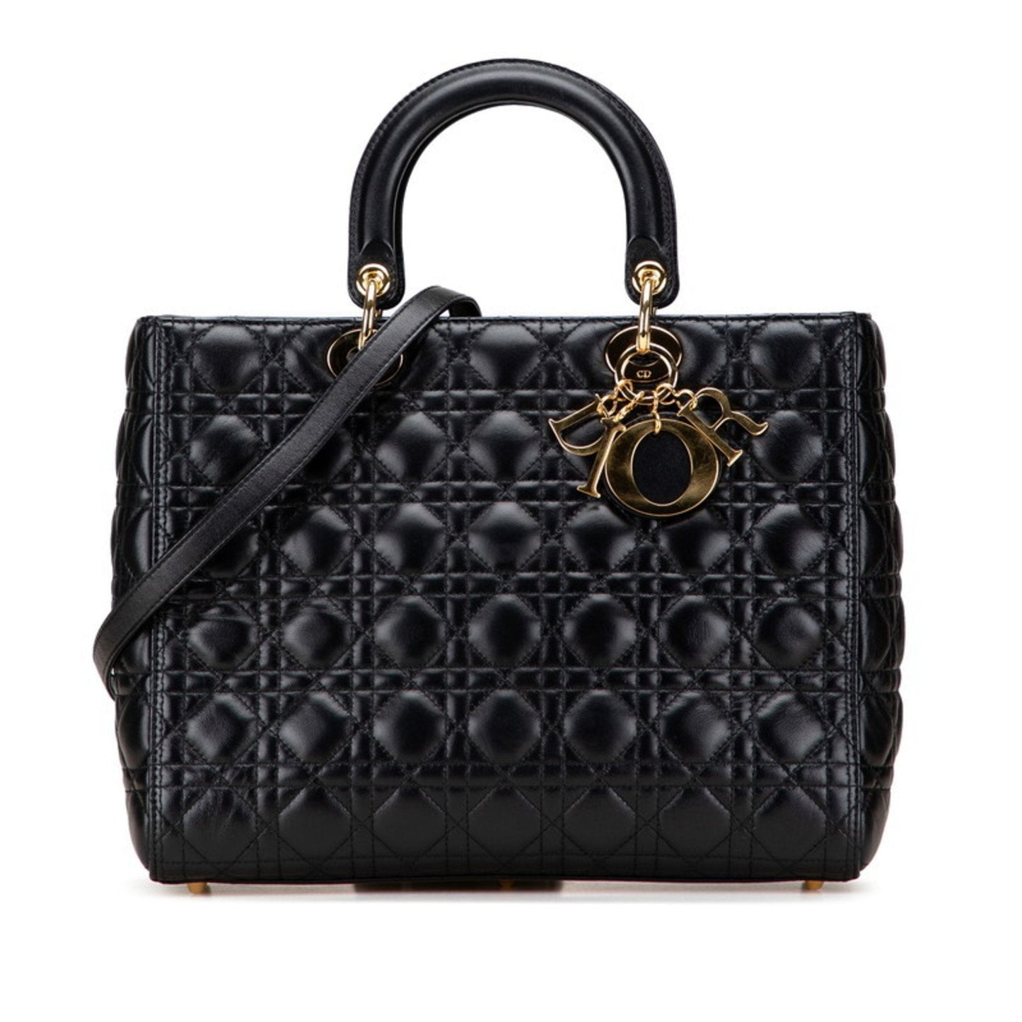 Dior Handbag Christian Lady Shoulder Bag 4 Leather Black