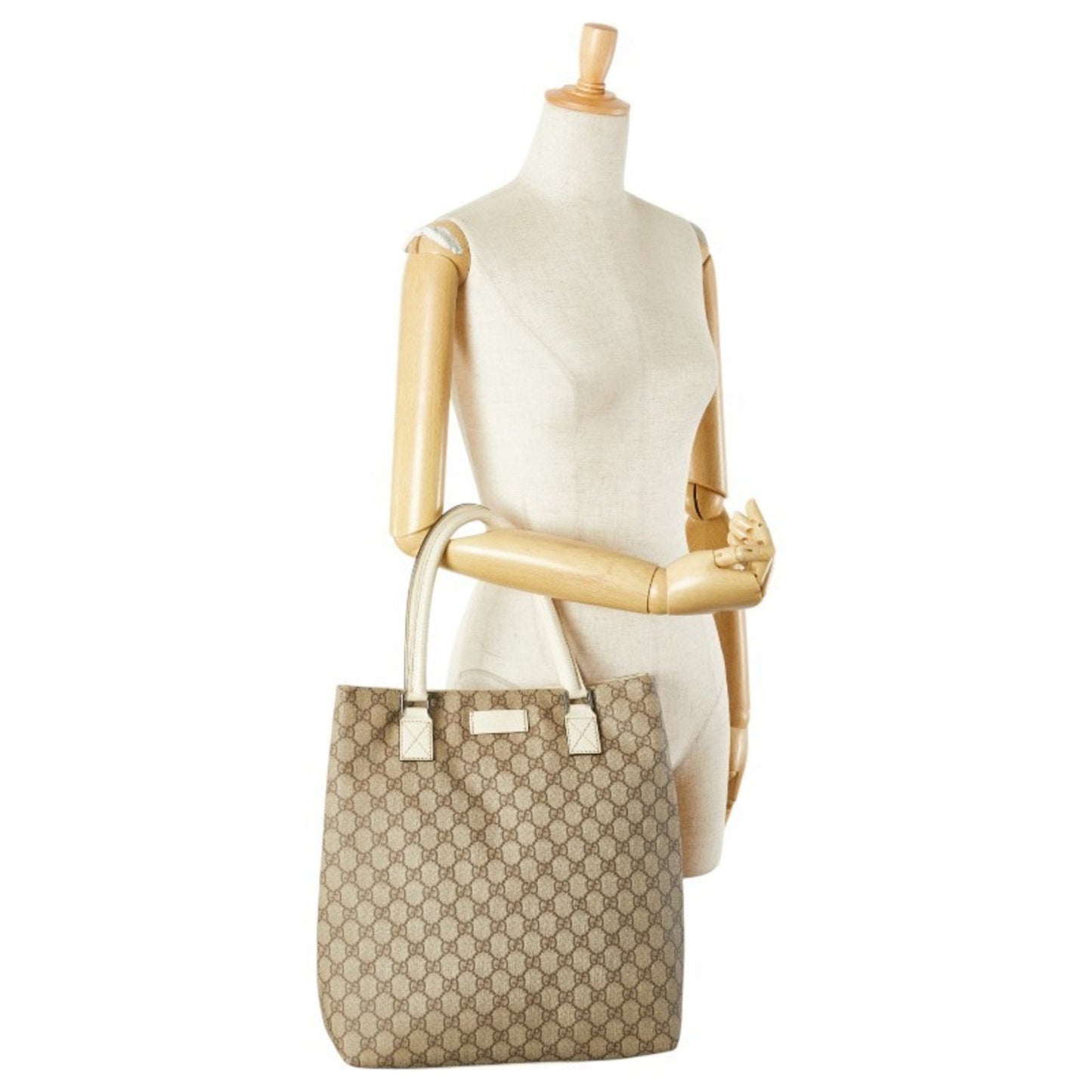 Gucci Beige Ivory Pvc Leather Handbag Tote Bag