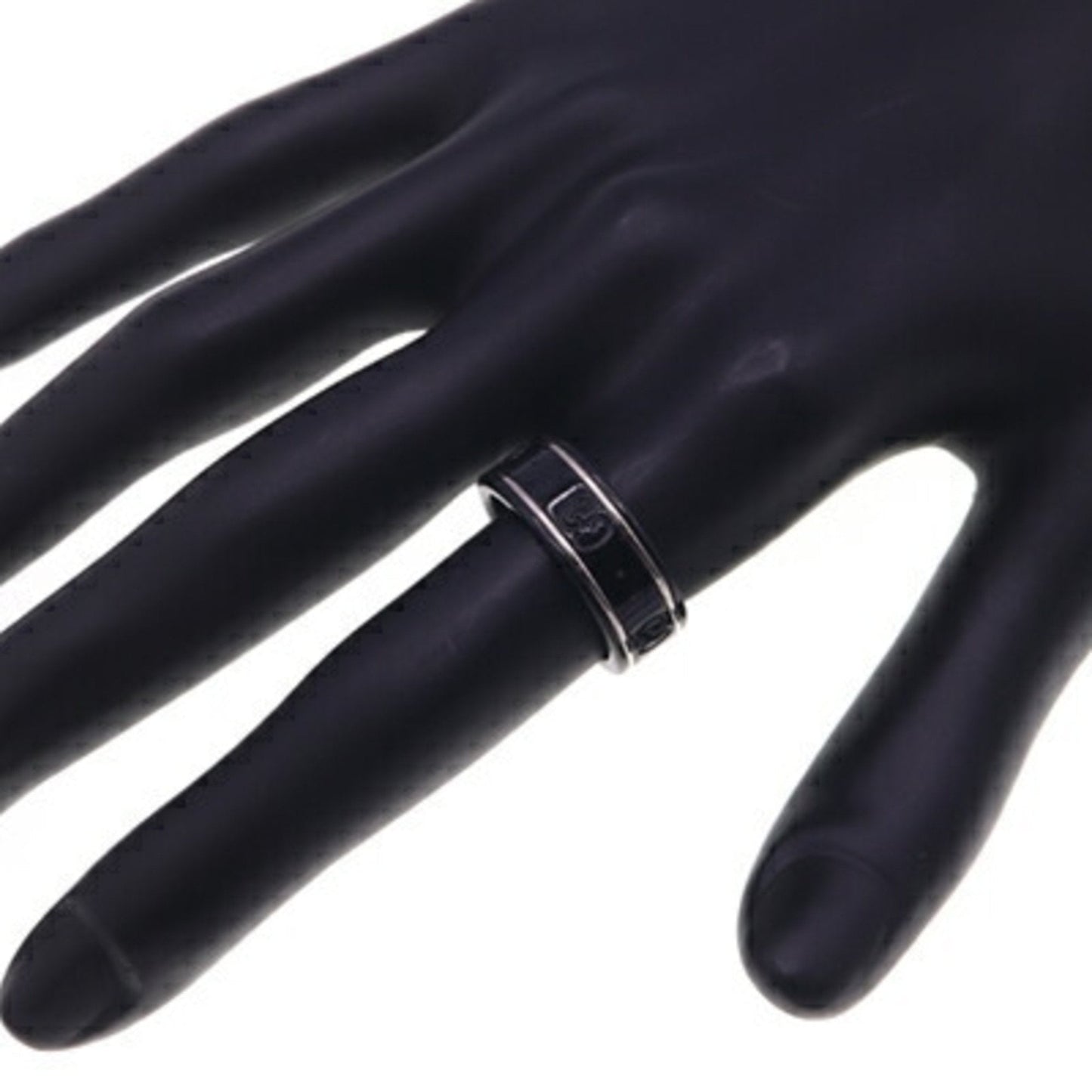 Gucci Silver Black White Gold (18K) Band Ring
