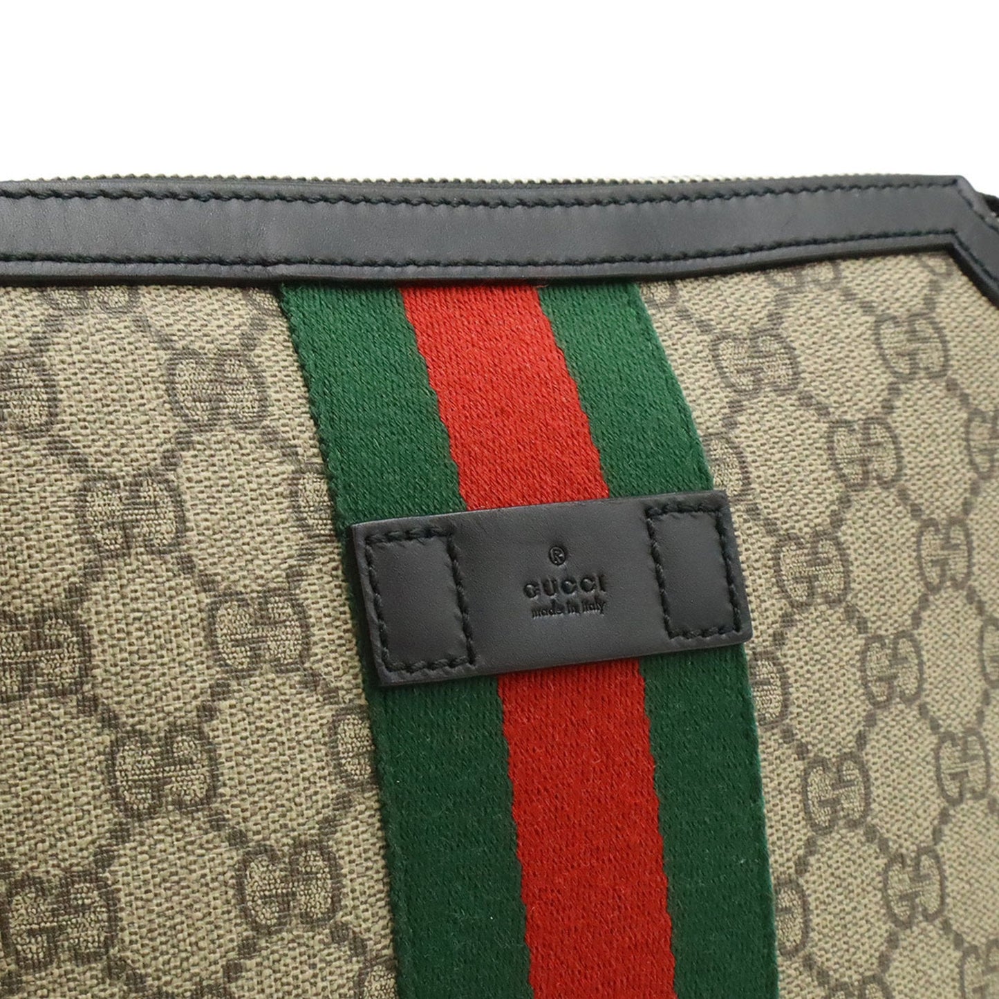Gucci Beige Black Green Red Color Gg Supreme Leather Shoulder Bag