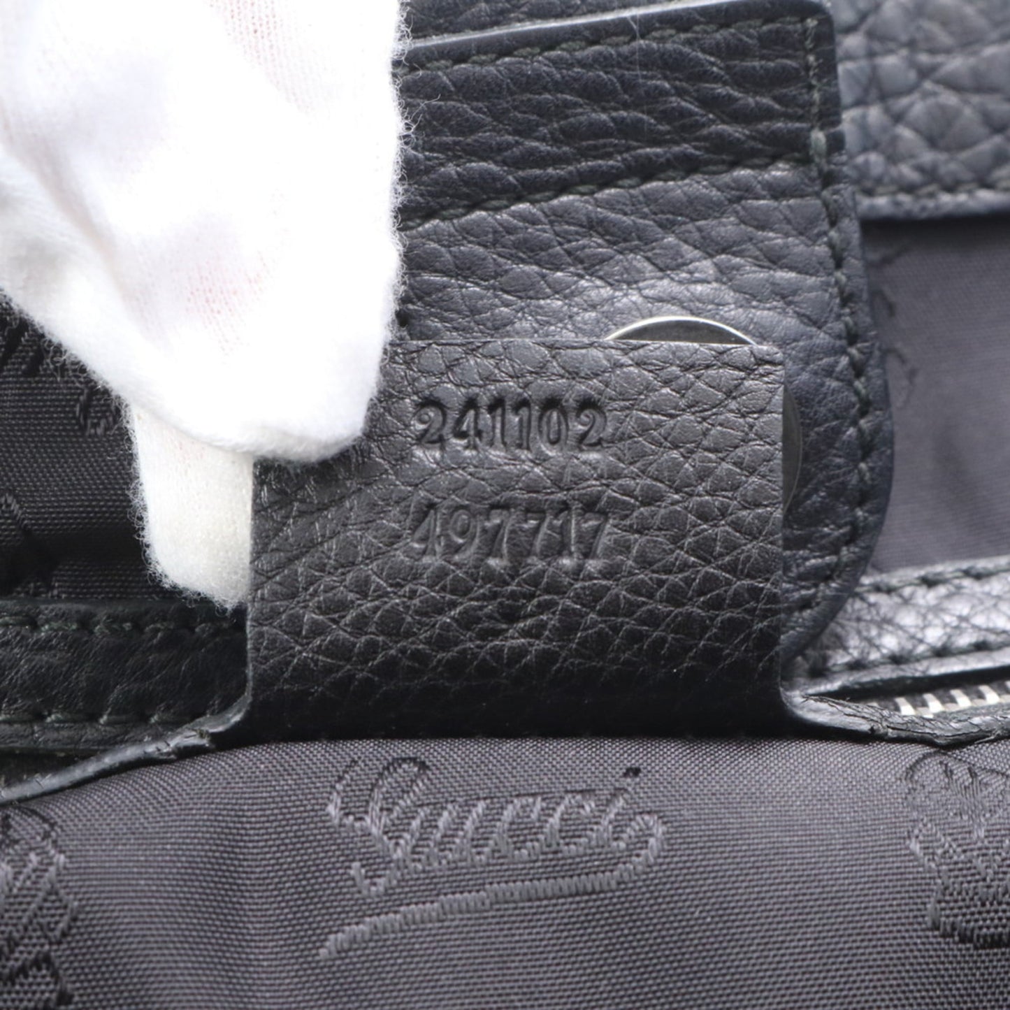 Gucci Black Leather Nylon Tote Bag